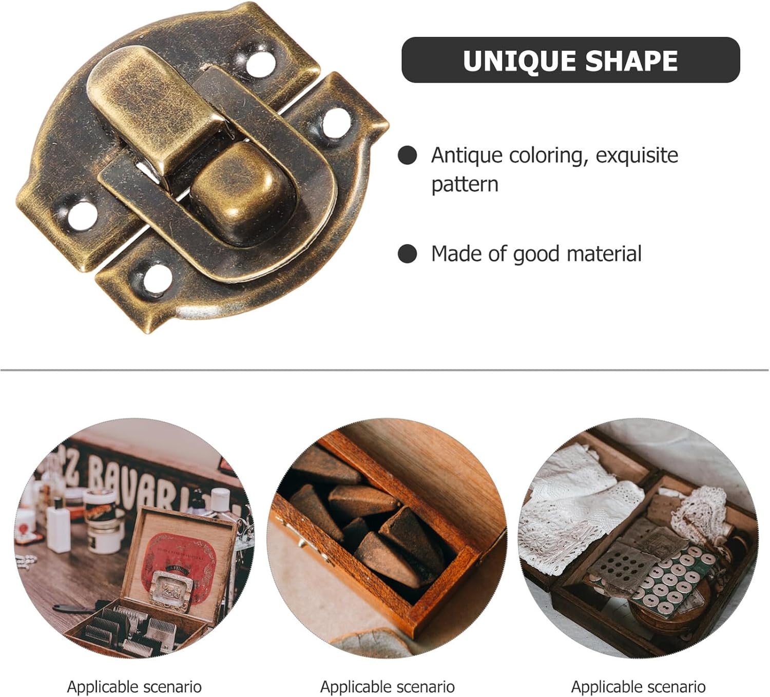 LIFKOME 10 Pcs Alloy Jewelry Box Latch Vintage Wooden Box Lock Decorative Lock with Screw Hole Suitable Drawer Cabinet Storage Box