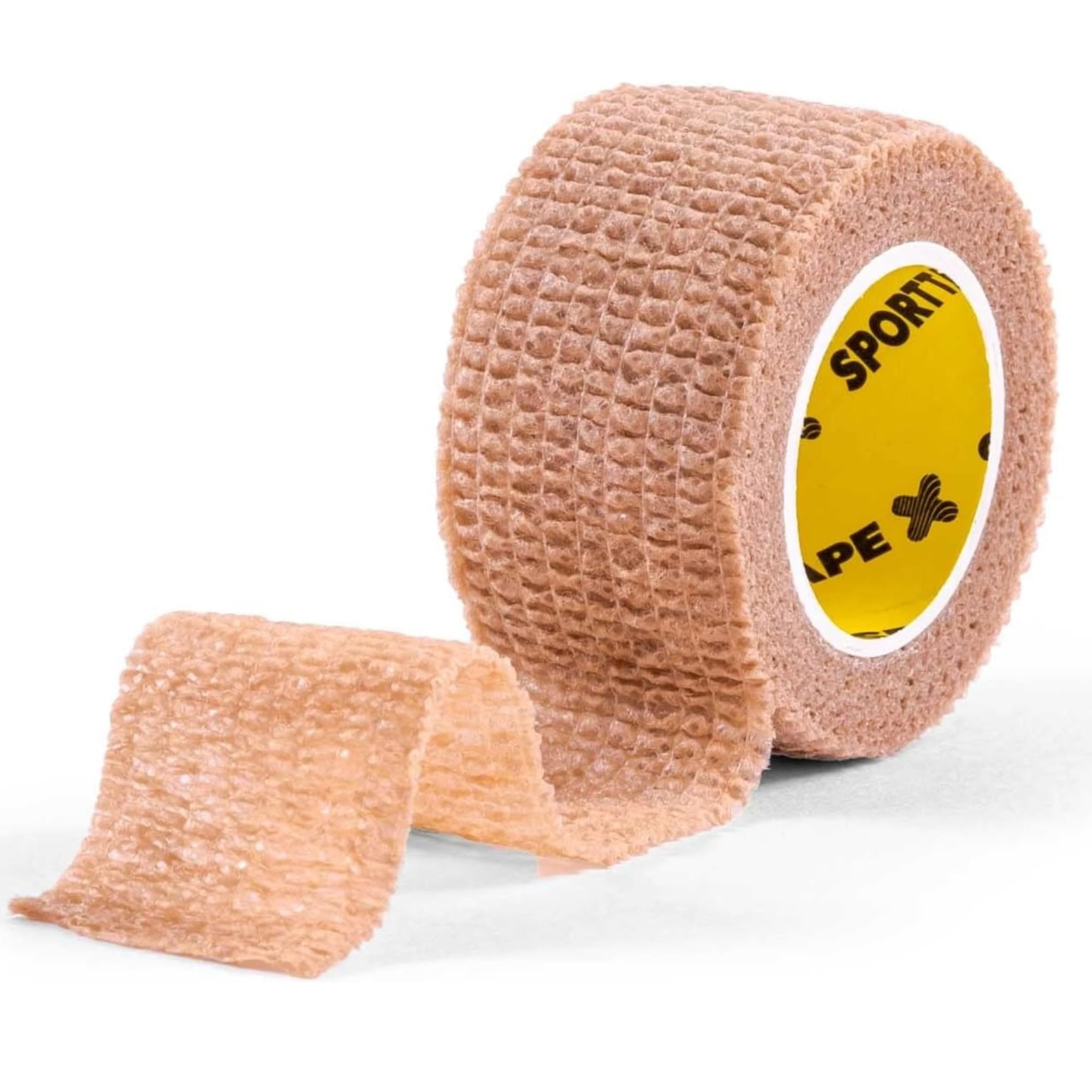 SPORTTAPE Cohesive Finger Tape - 2.5cm x 4.5m | Coban Alternative Compression Bandage - Beige | Latex Free, Self-Adhesive Wrap | Vetwrap, Thumb Tape, Goalkeeper Finger Tape - Single Roll