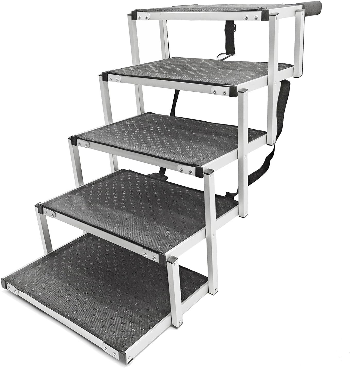 Sorandy 5 Steps Upgraded Folding Pet Stairs Lightweight Portable Dog Ramps Accordion Pet Ladder with Non Slip Surface for Large Dogs SUV High Beds Trucks 5 Steps (M)