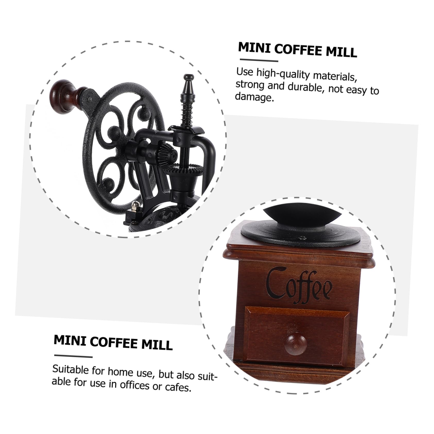 COLLBATH Macinino per Macinare Chicchi Design a Cono Caffè Manuale Vintage Portatile in Legno e Ferro per Campeggio e Viaggio