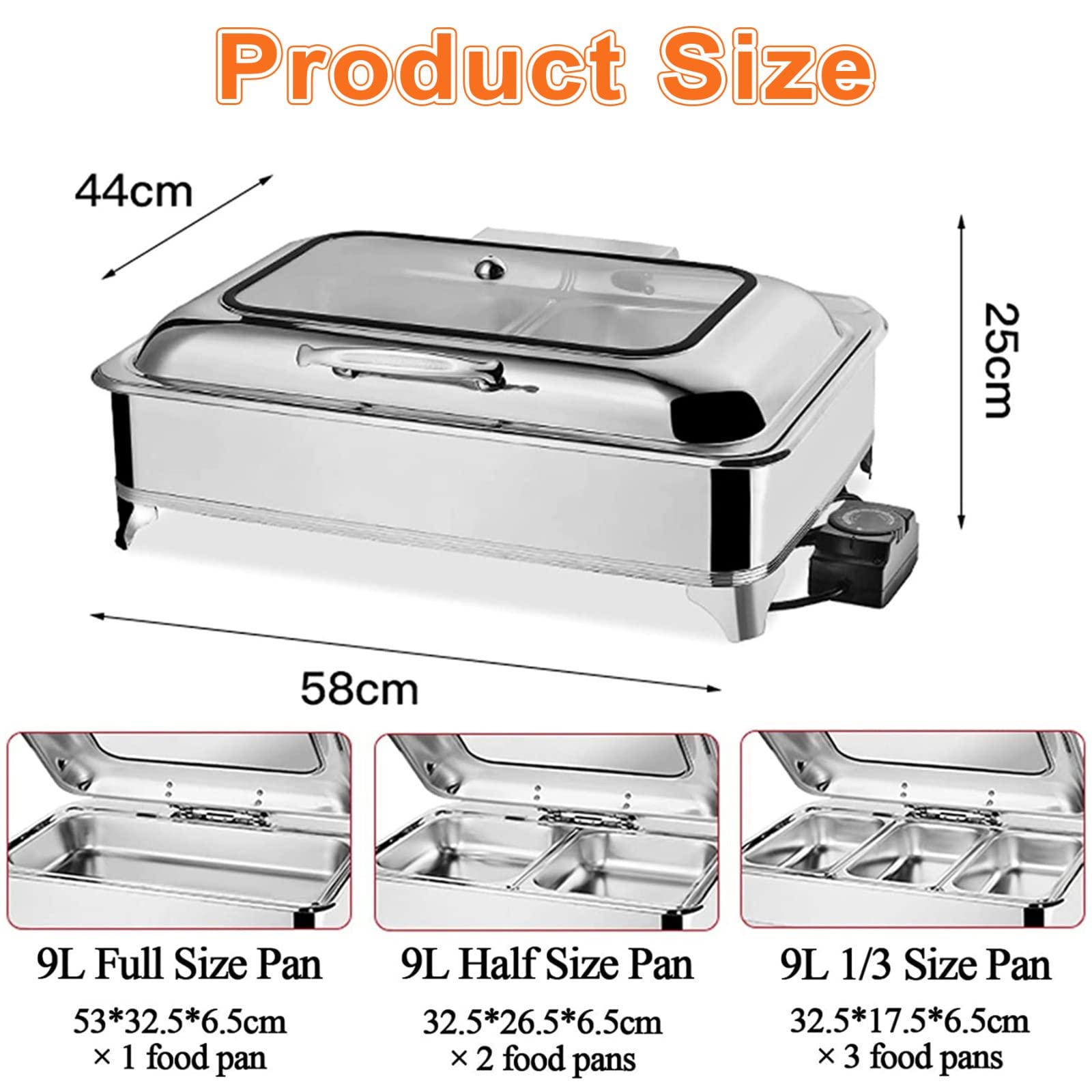 Calentador eléctrico de 9 litros con tapa, calentador de buffet para fiestas, bodas y banquetes, temperatura ajustable para servicios de catering y eventos