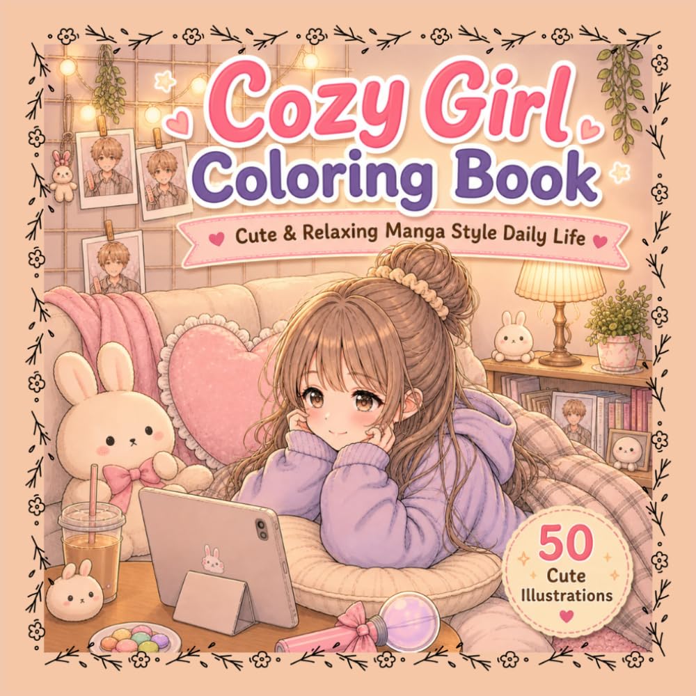 Cozy Girl Coloring Book: Cute & Relaxing Manga Style Daily Life