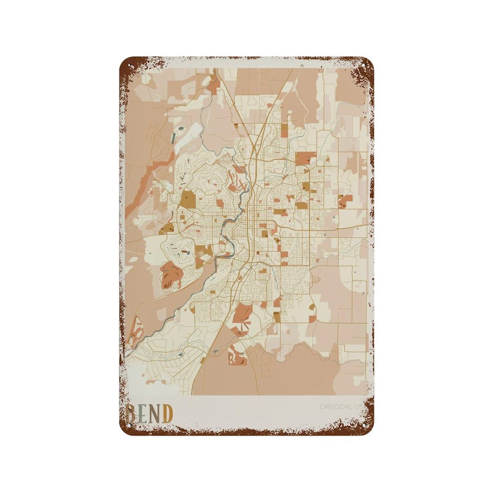 xiaoxiaoshen Bend Map Oregon Travel Gift Boho (2) Wall Decor Art Metal Tin Poster Modern Home Decor Art Home Bar Shop Decorations Vintage Sign 30x20cm