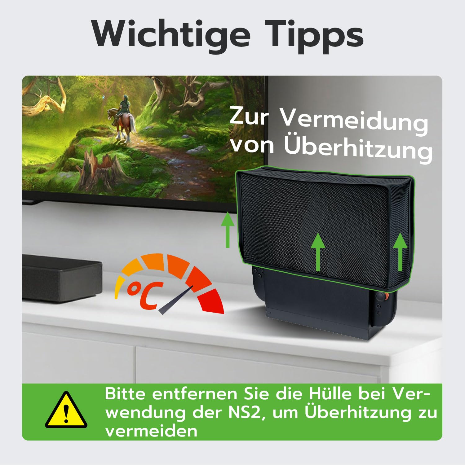 Staubschutzhülle für Nintendo Switch 2 Spritzwasserdicht Schwarz | Passgenau für Konsole & Ladestation: Weiches Innenfutter für kratzfreien Schutz beim Verstauen