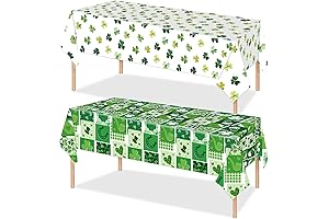 2PCS St. Patrick's Day Tablecloths: The Ideal Green Shamrock Tablecover for Your Lucky Celebration