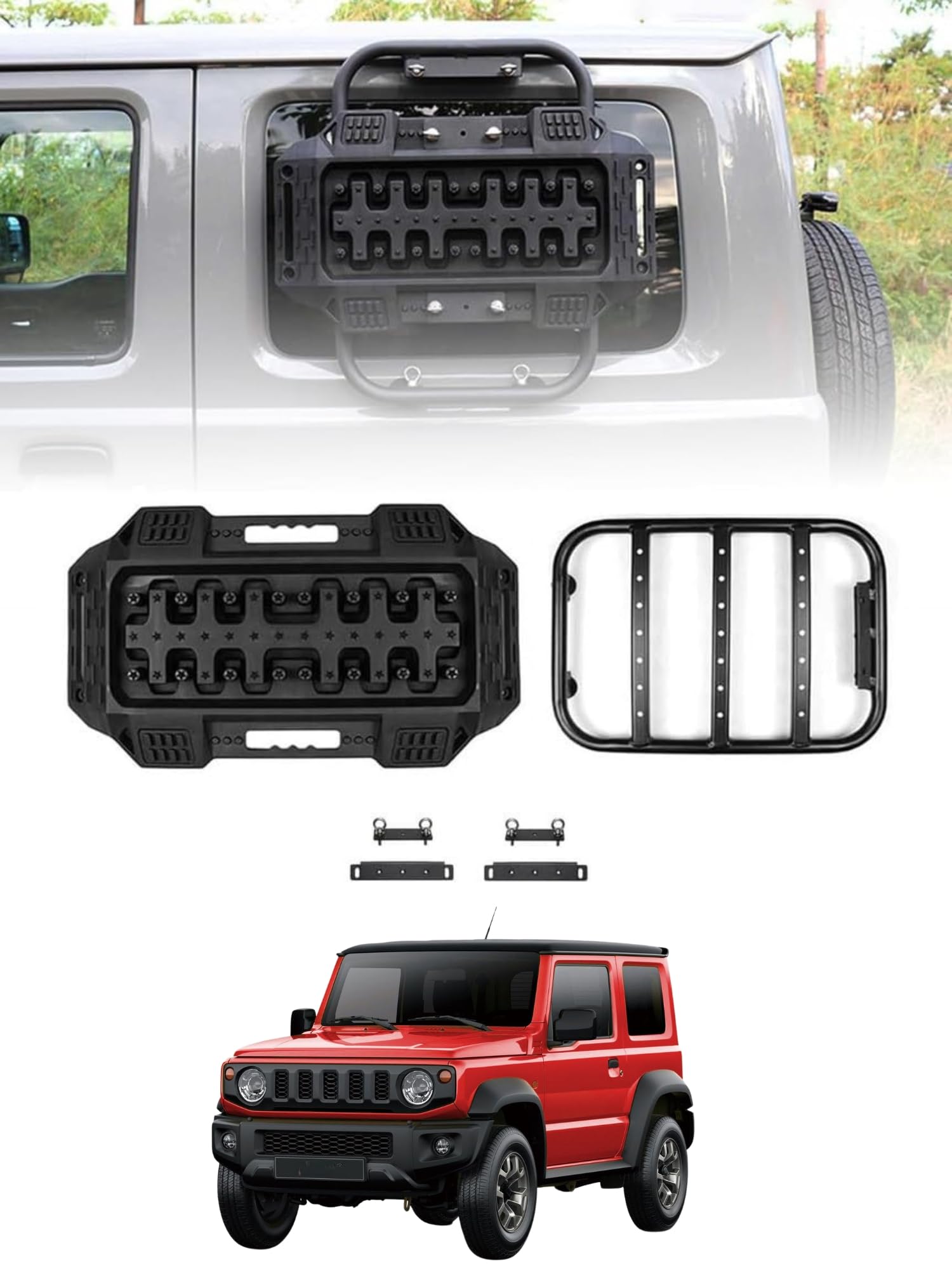 Side Ladder For Suzuki Jimny 2 Door & Suzuki Jimny 5 Door 2018-2025 | Suzuki Jimny Compatible Car Accessories | Jimny 2025 accessories (Type A With Rescue Board)