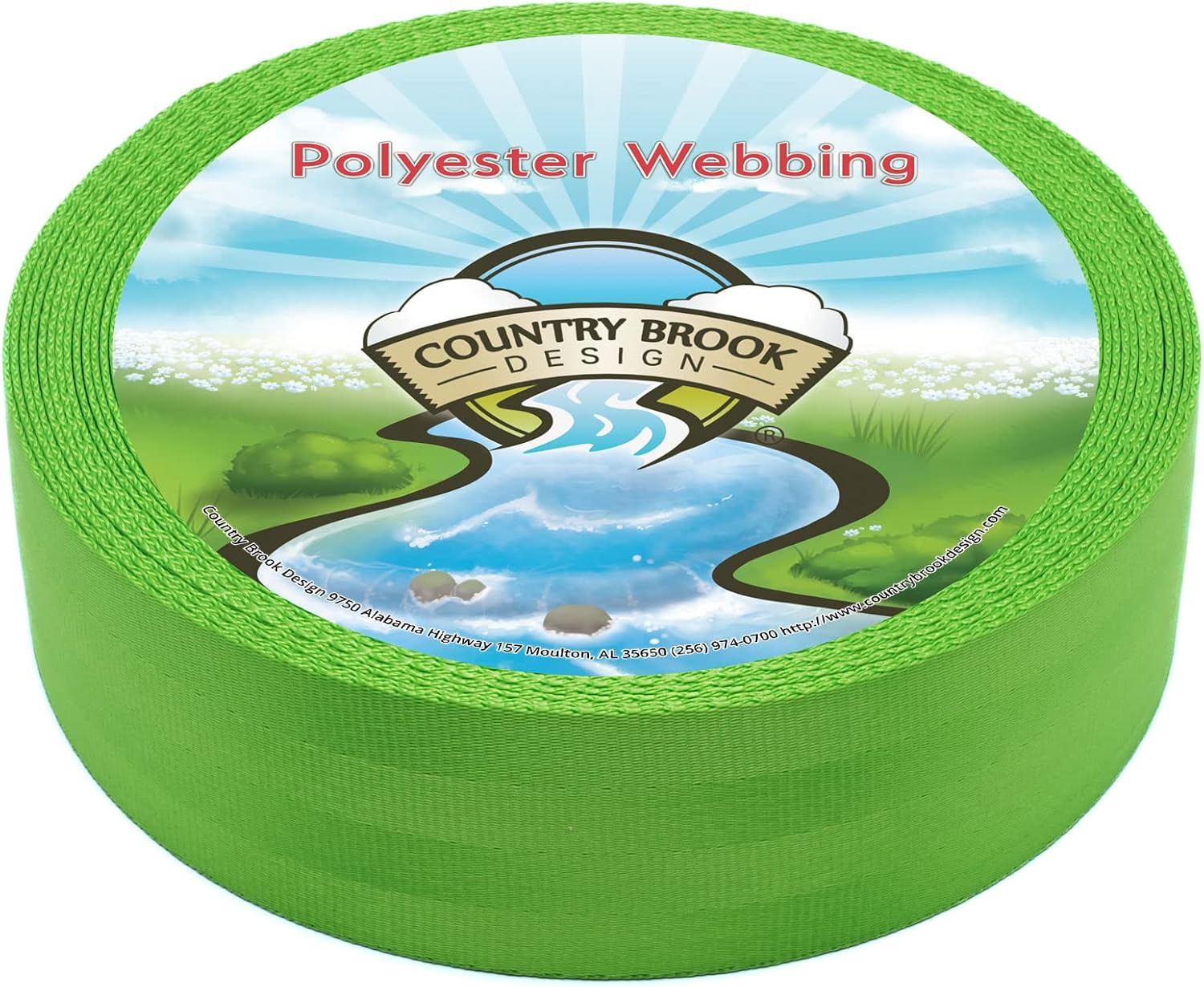 Country Brook Design - 2 Inch Black Polyester Webbing - 4 Vibrant Colors (50 Yards)