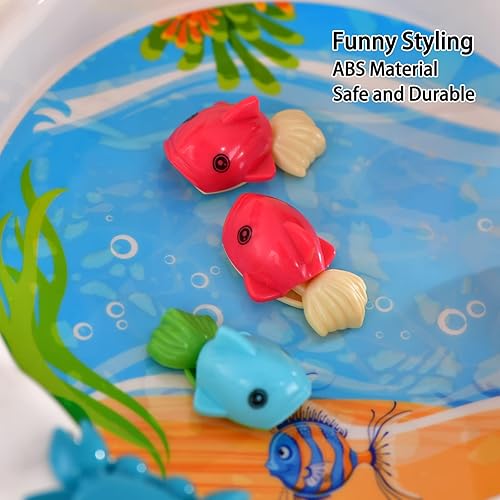 Miniatura 9 de IIROMECI Juguetes de pesca para niños de 3 a 5 años, juego de juguetes de pesca con rueda de fortuna giratoria, tobogán de animales y música, juegos