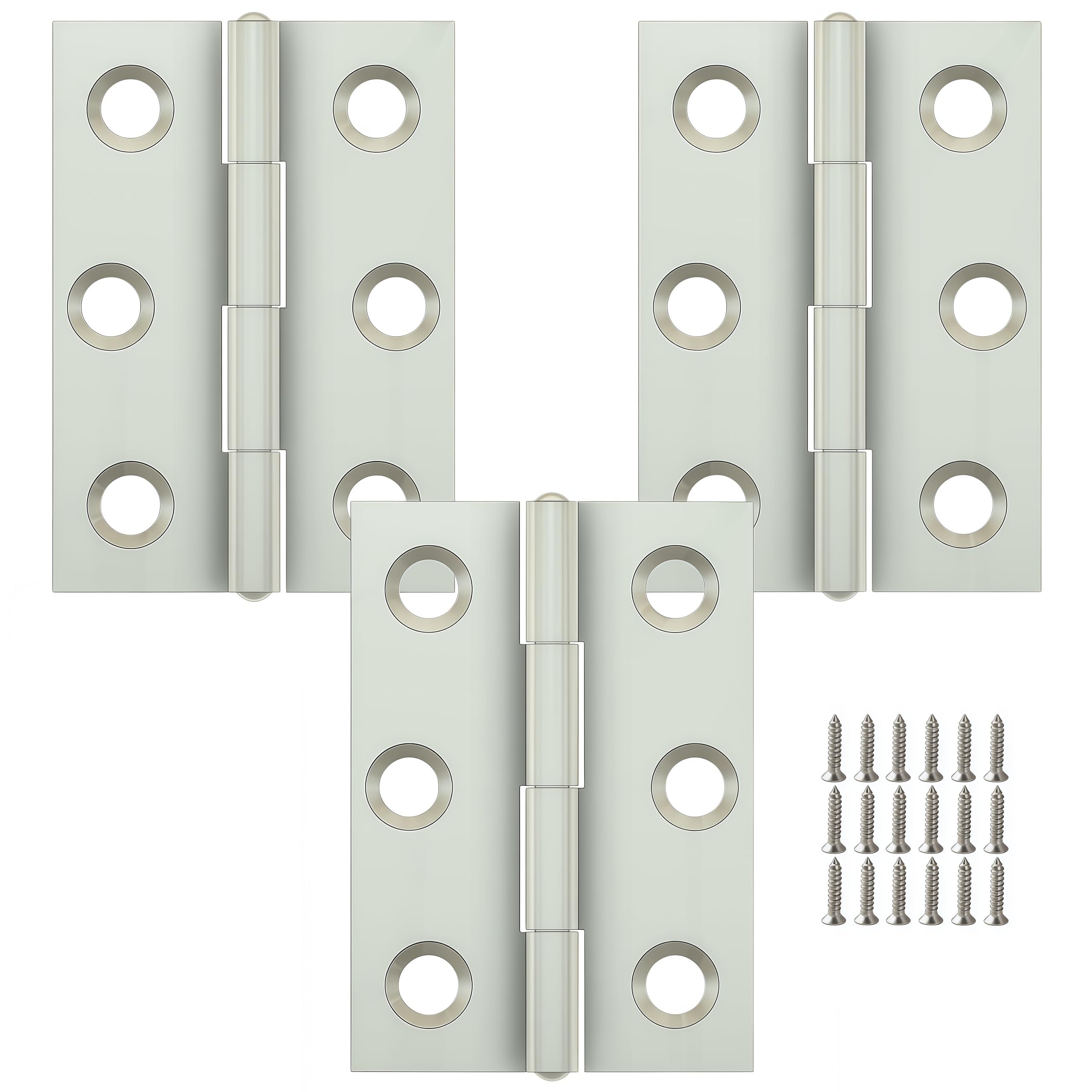 Vbnexyr Regular Folding Hinge 3 Pack Of Stainless Steel Folding Hinges For Cabinets Casement Hinges And Door/Window Hardware With Screws 44 * 31 * 1.0Mm [6 Holes]