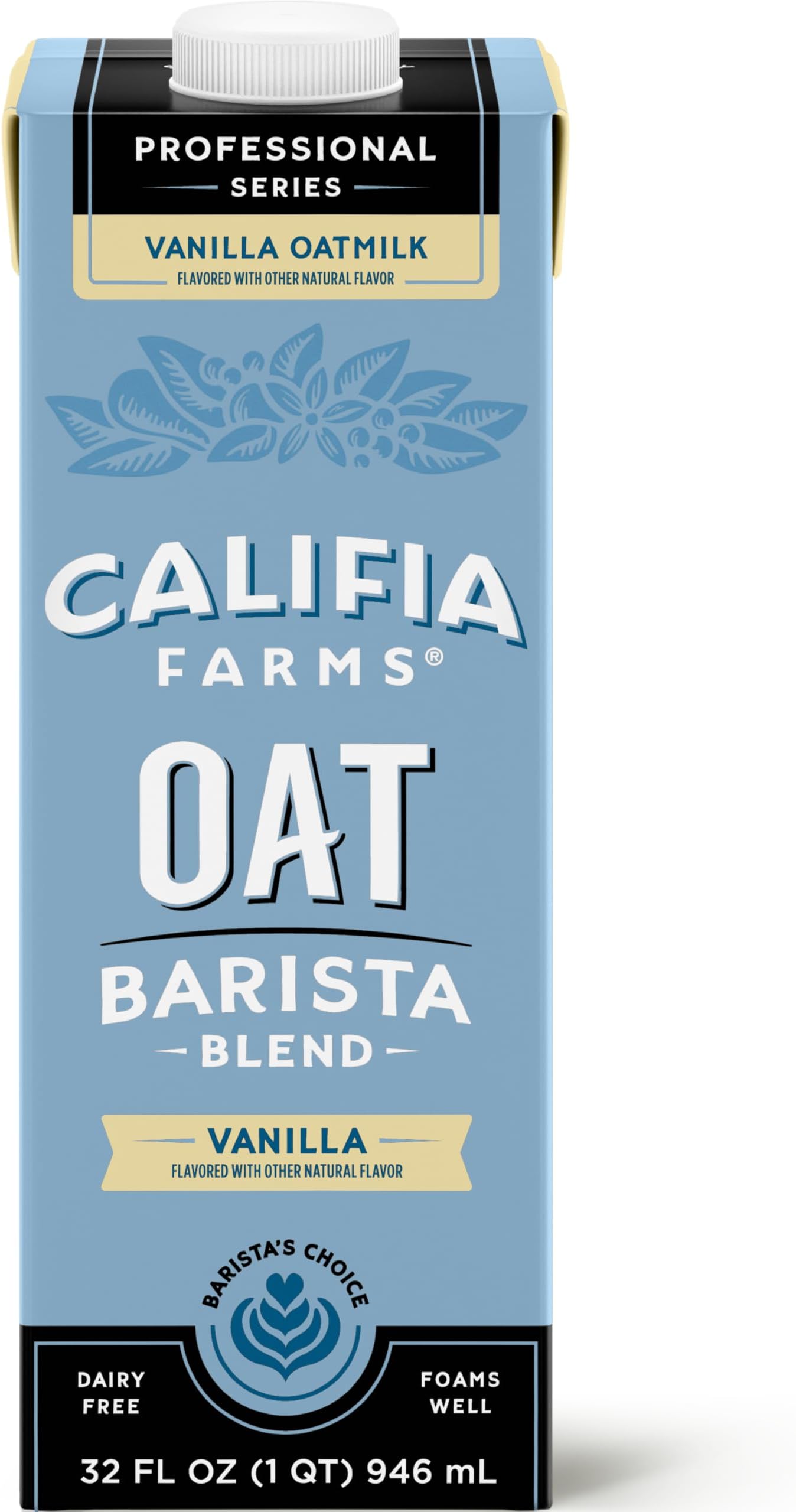 Vanilla Oat Barista Blend Oat Milk, 32 Oz, Dairy Free, Vegan, Plant Based, Gluten Free, Non GMO, Milk Frother, Coffee Creamer