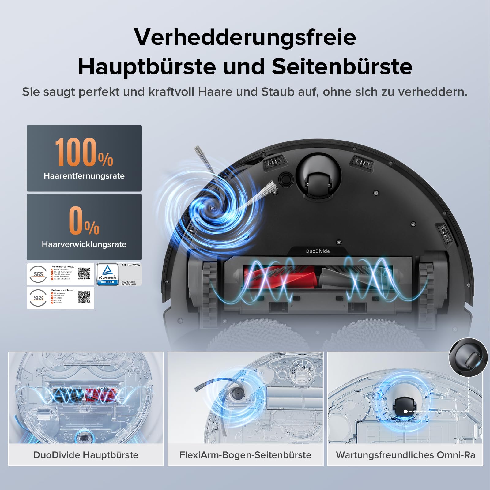 roborock Qrevo Edge S5A Saugroboter mit Wischfunktion,Dual Anti-Tangle-System,18.500Pa,FlexiArm Design Kantenreinigung, Hebarem Wischmopp,75℃ Heißwasser-Moppwäsche (Schwarz) - 2