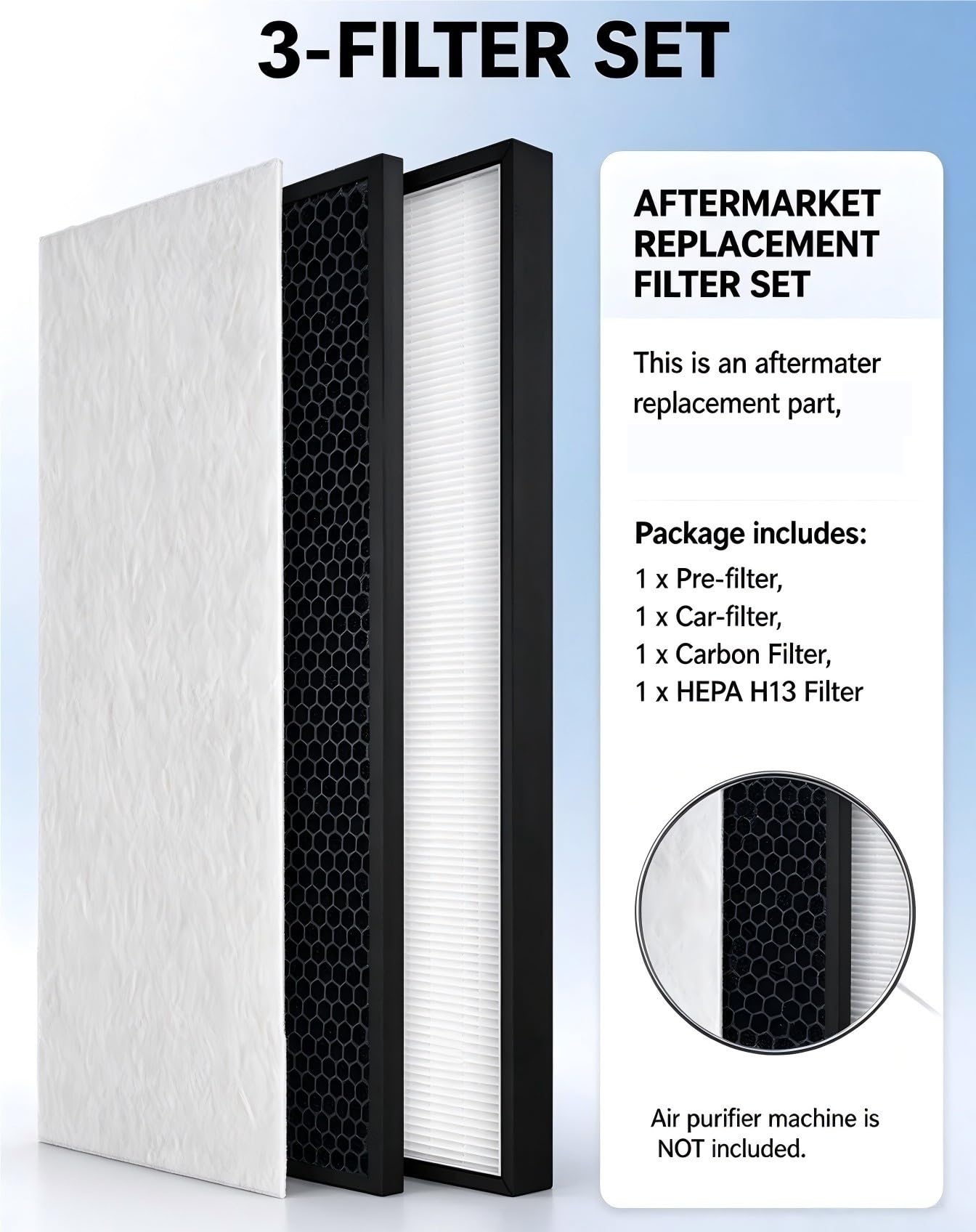 HEPA-Aktivkohlefilter For PU6065 PU6075 Luftreiniger-Ersatzteile Compatible With TEFAL XD6071 XD6061