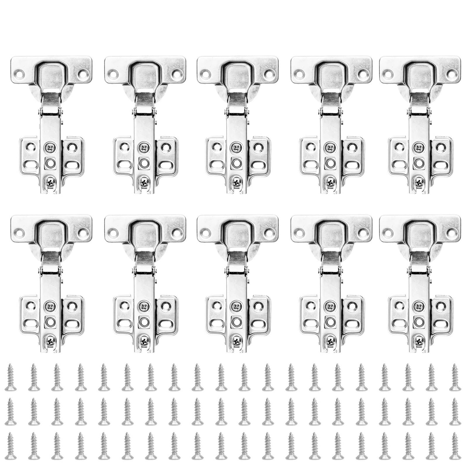 Cidegoo 10Sets Cabinet Hinges Stainless Steel Non-Hydraulic Hinge Hidden Close Quiet Wardrobe Hinges With Screws For Cupboard Furniture(10Sets)