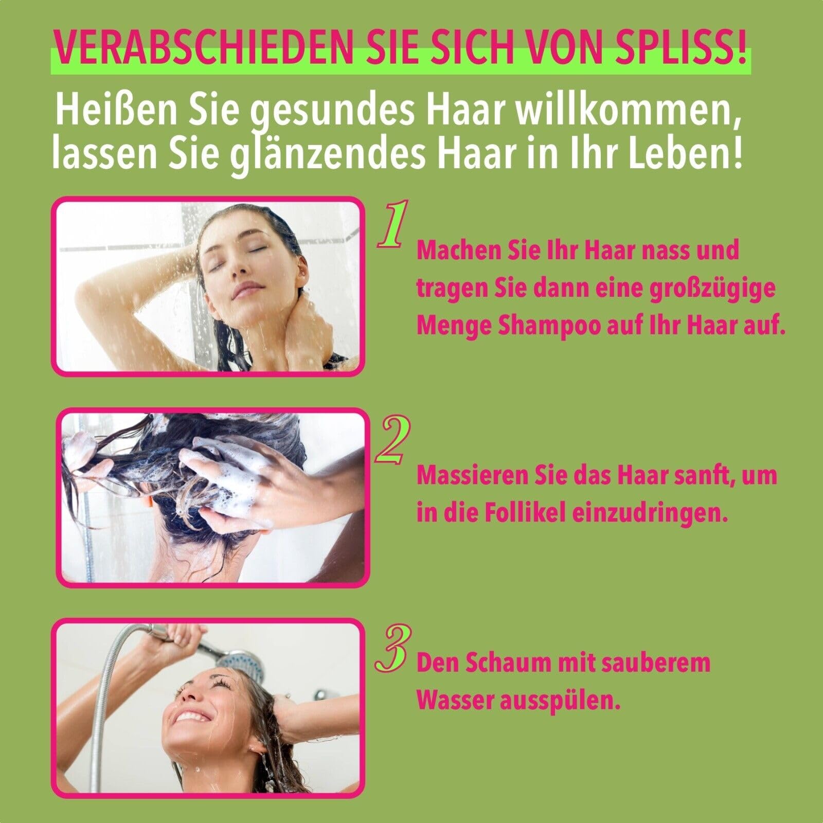 P-Beauty Rosmarin Minze Shampoo, mit Biotin 3x355ml - stärkendes Haarshampoo - Shampoo für Haarwachstumm & Haarausfall - Haarpflege & Kopfhautpflege - Stärkungsshampoo - Schuppenshampoo