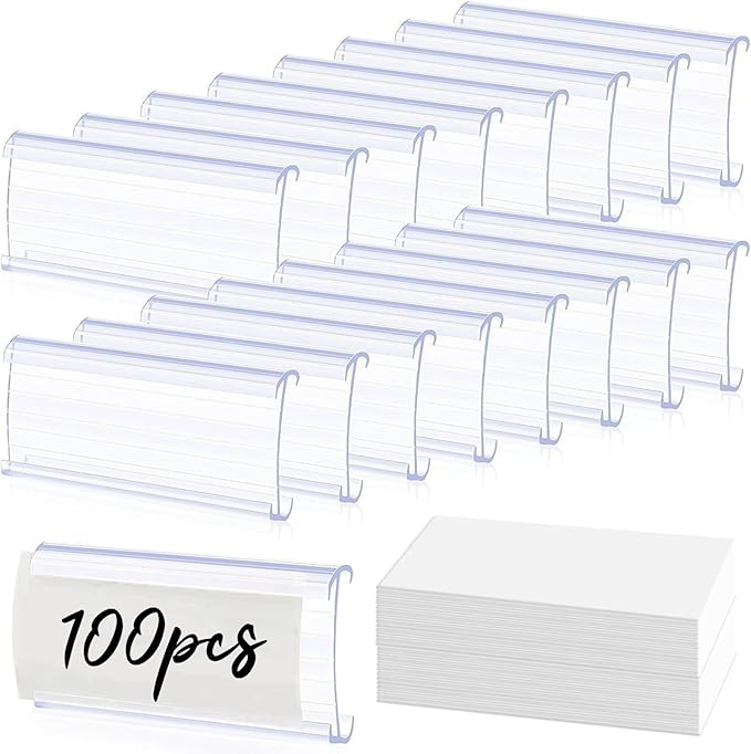 Shelf Label Holder 100 Pcs, Basket Labels Clip On, Shelf