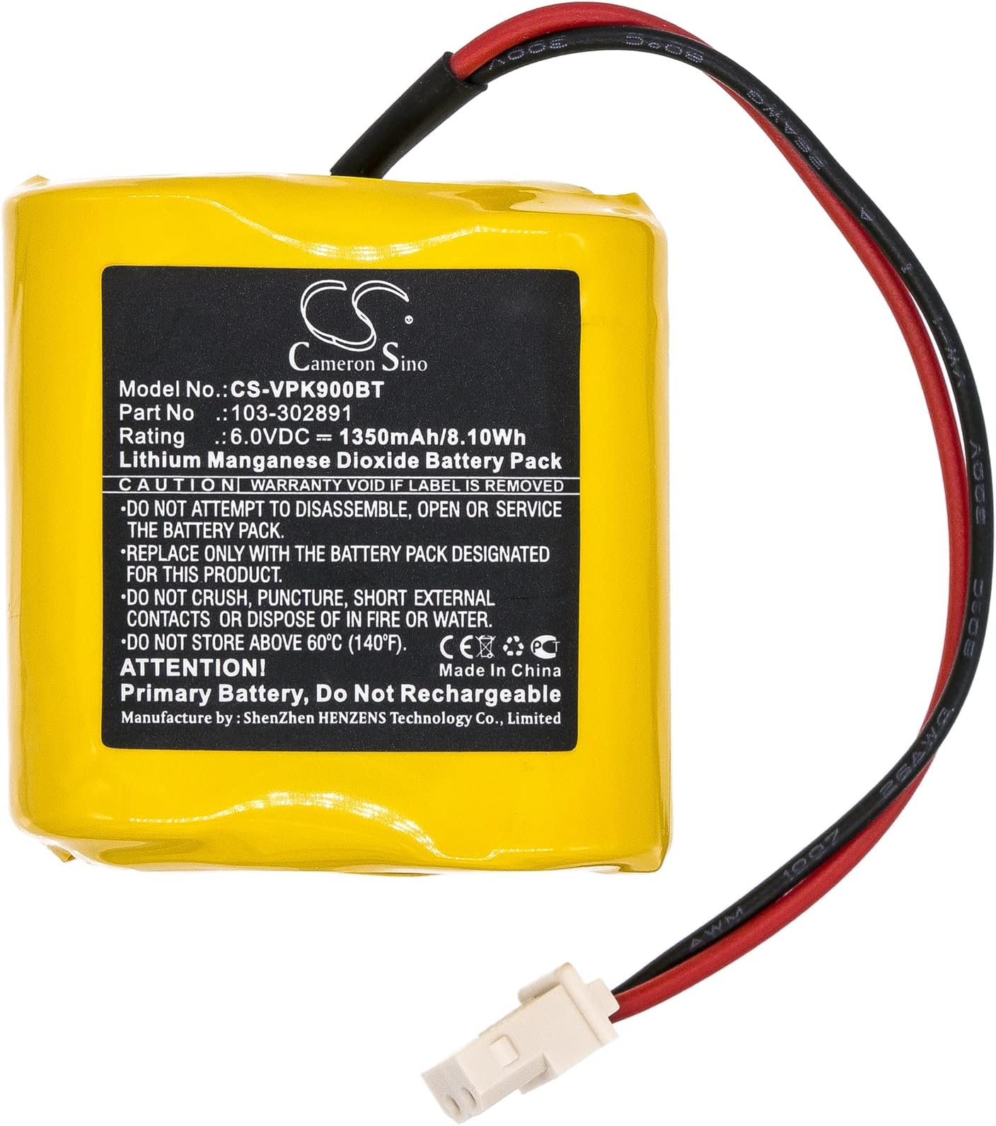 Battery for V'isonic Next CAM,Next CAM PGS,Next CAM K9 PG2 Wide Angle,Next CAM PG2,fit Part NO:103-302891,GP2CR123A,103-302915,EVE2CR17450-C,OSA363 (1350mAh)