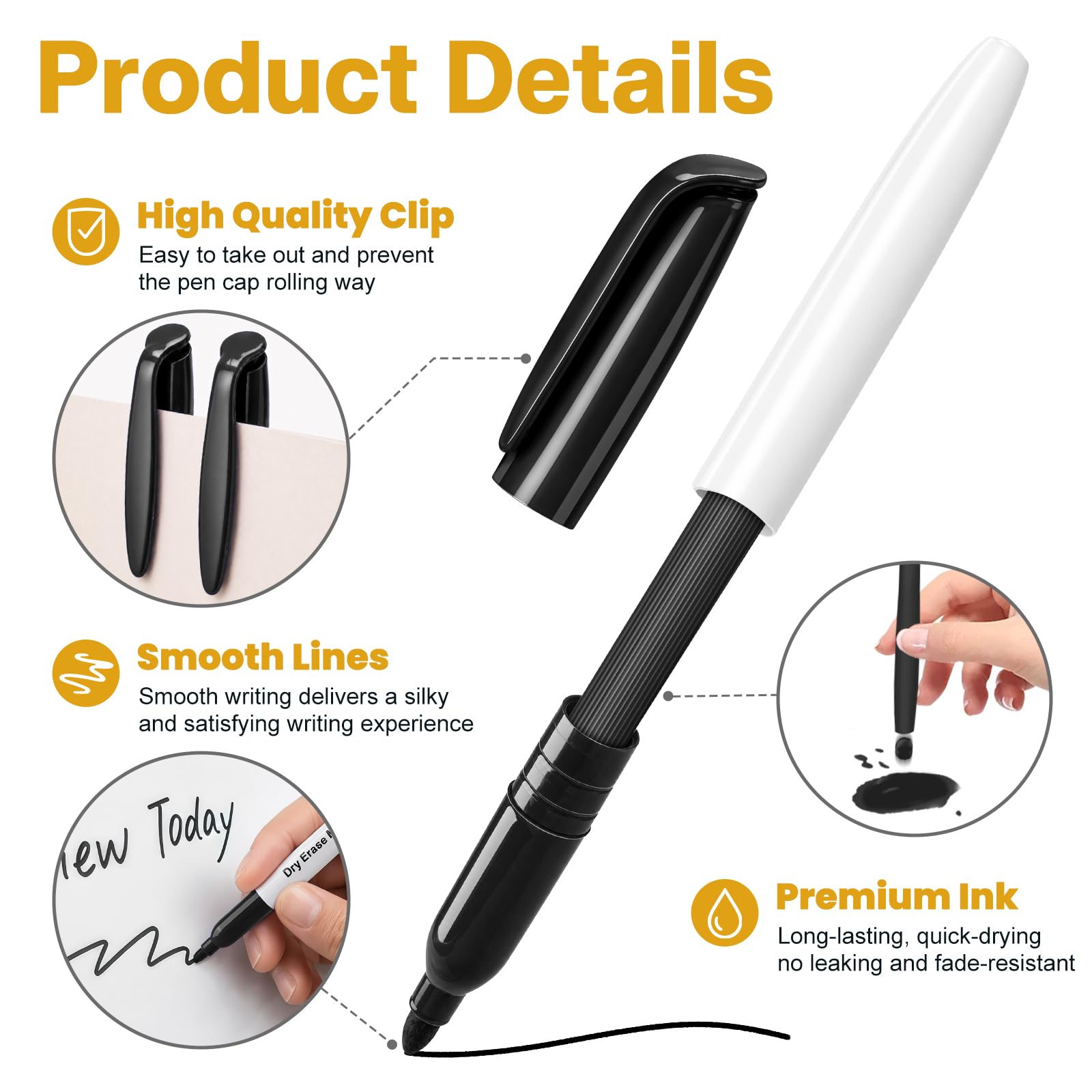 V-Opitos Whiteboard-Marker mit feiner Spitze, trocken abwischbar, ideal für Schule, Klassenzimmer, Bürobedarf, ungiftig und leicht zu reinigen, 72 Stück