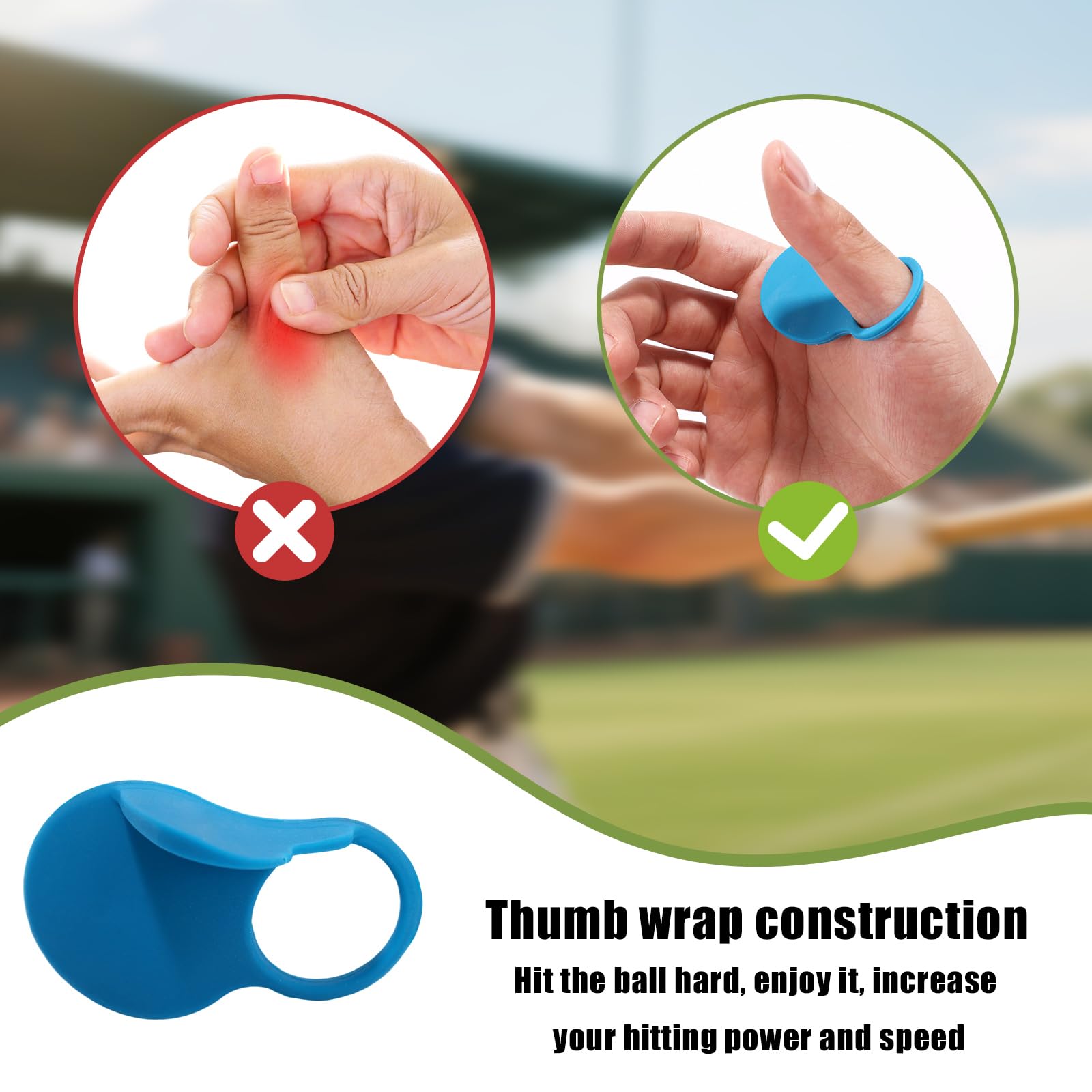 Lyreh Protector Dedo Pulgar Beisbol, Silicona Suave Protectores de Beisbol para Batea para Reducir el Dolor y Las Lesiones en los Dedos o Corregir la Técnica de Agarre (Azul)