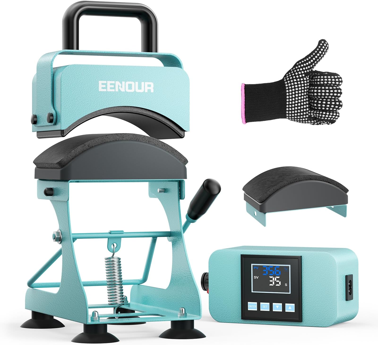 Hat Press, Hat Heat Press Machine with 2 Platens & Caps Stretcher, Hat Press Heat Machine for Caps with Memory Mode, Precise Time and Temperature Control, Heat Transfer Printing for Caps, Hats