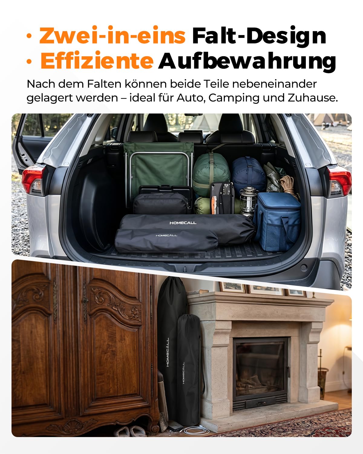 Homecall Krzesło kempingowe, składane, obciążenie 150 kg, z wysokim oparciem, luksusowe krzesło kempingowe z 4 pozycjami, regulowane o grubości 4,5 cm, tapicerowane krzesło wędkarskie (krzesło i