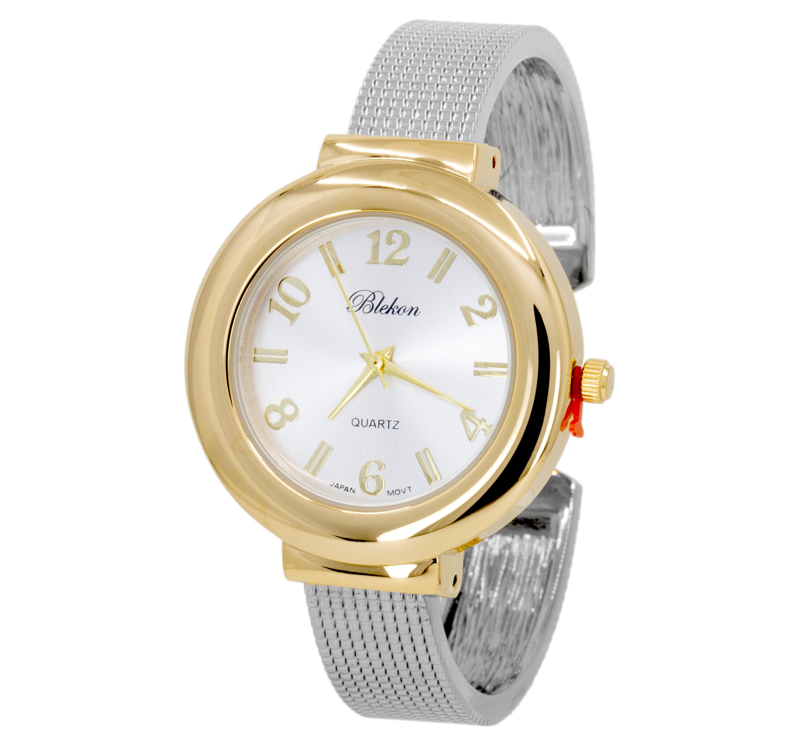 Blekon Original Mother of Pearl Cuff Bracelet Watch for Women with 31mm case Japanese Quartz Movement Metal hinged Bangle Style Cuff Wrist Watch for Ladies…