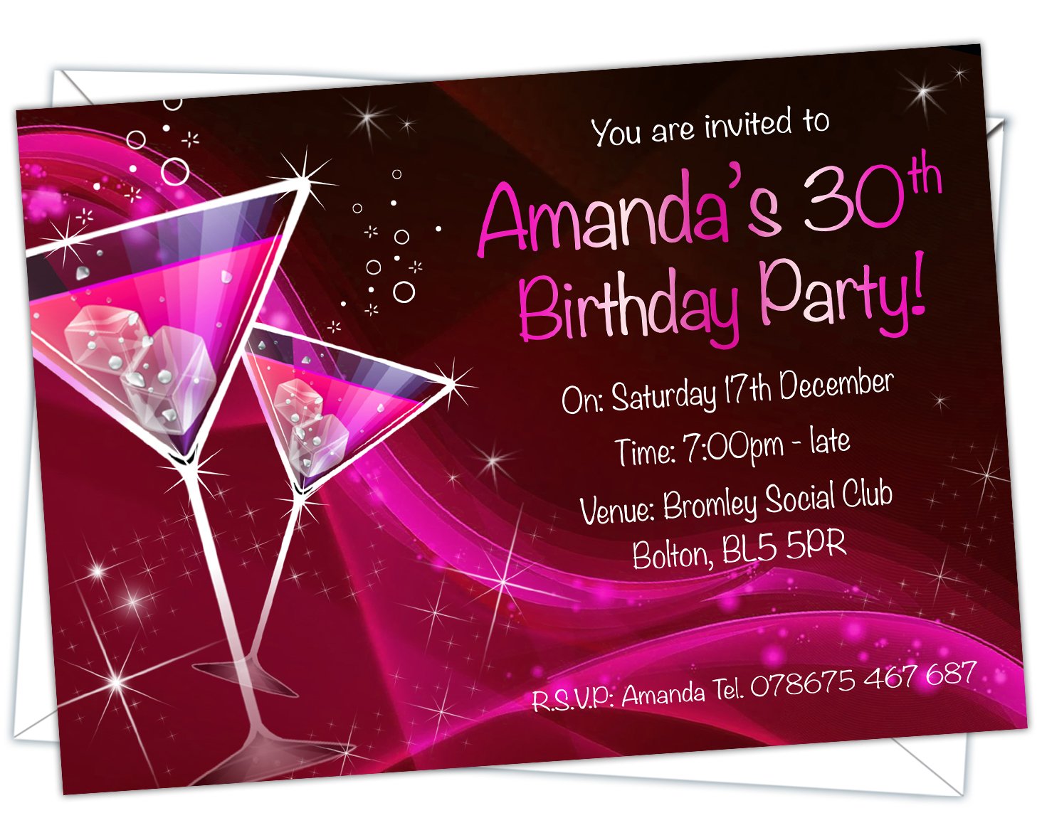D&L Designs Ltd Personalised Birthday Party Invitations Invites 18th 21st 30th 40th 50th 60th 70th 80th BA 047 (Pack of 80)