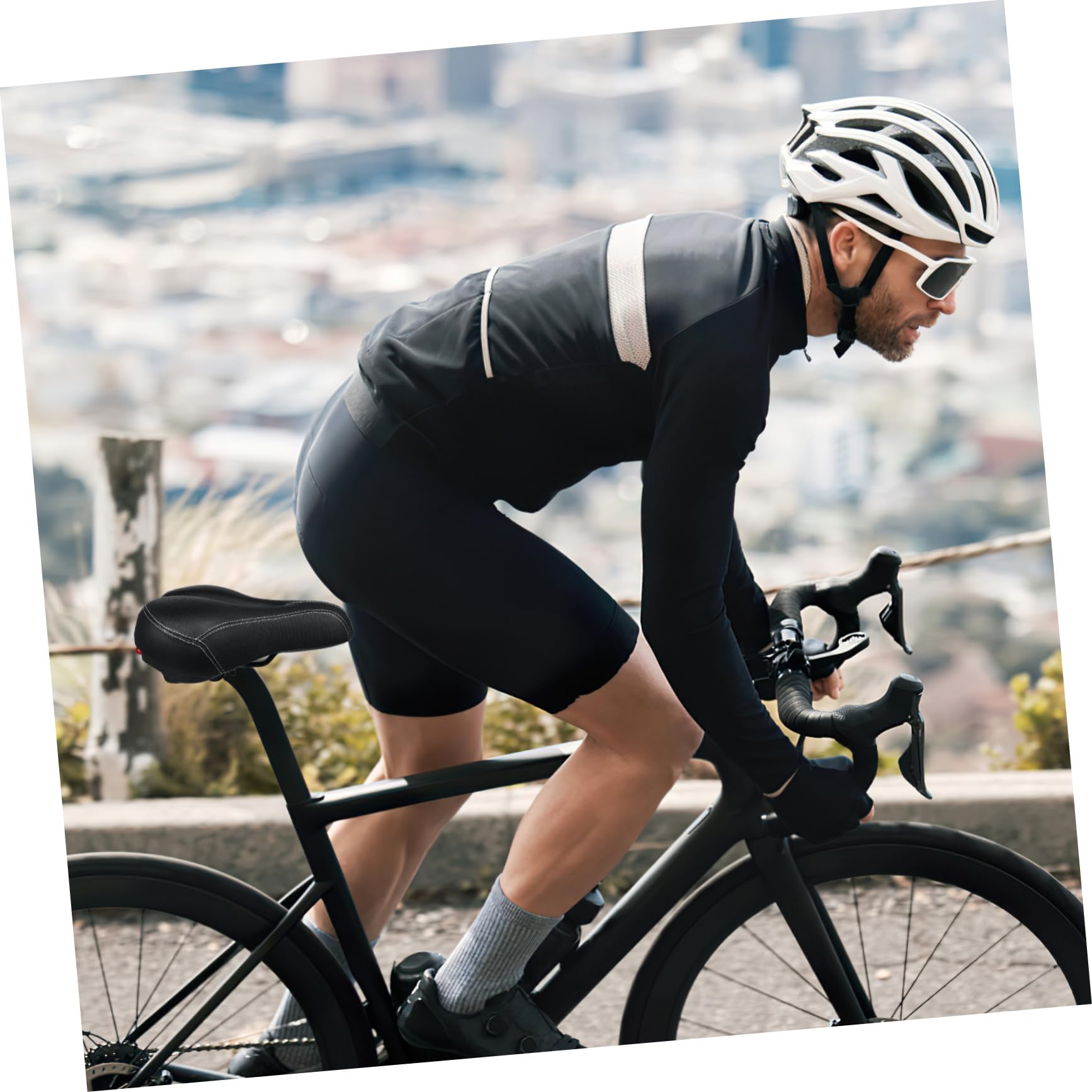 Abaodam Per Bici Imbottita in Poliuretano Cuscino Sedile Per Bicicletta Ammortizzatore Per Mountain Bike e Bici Design Avvertimento Per Sicurezza Notturna