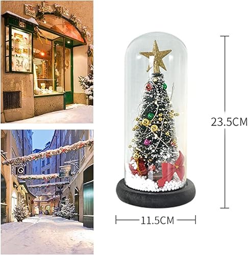 Miniatura 2 de LUOZZY Árbol de Navidad en cúpula de cristal pequeño árbol de Navidad iluminación escritorio adorno brillante mini árbol de Navidad