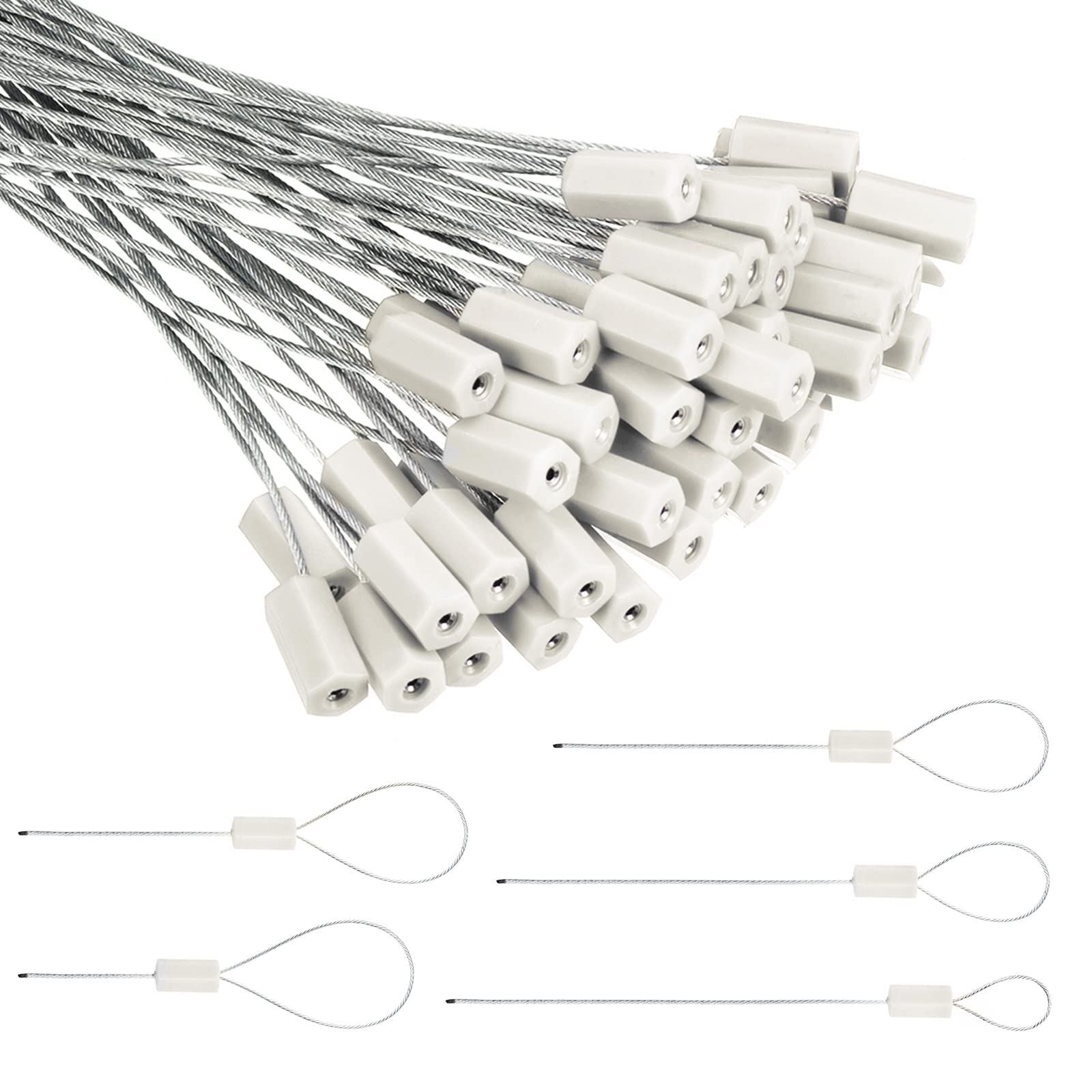 PATIKILSteel Security Cable Seals 12", 50 Pcs Numbered Pull Tight Wire Anti-Tamper Security Tags for Shipping Container Truck, White