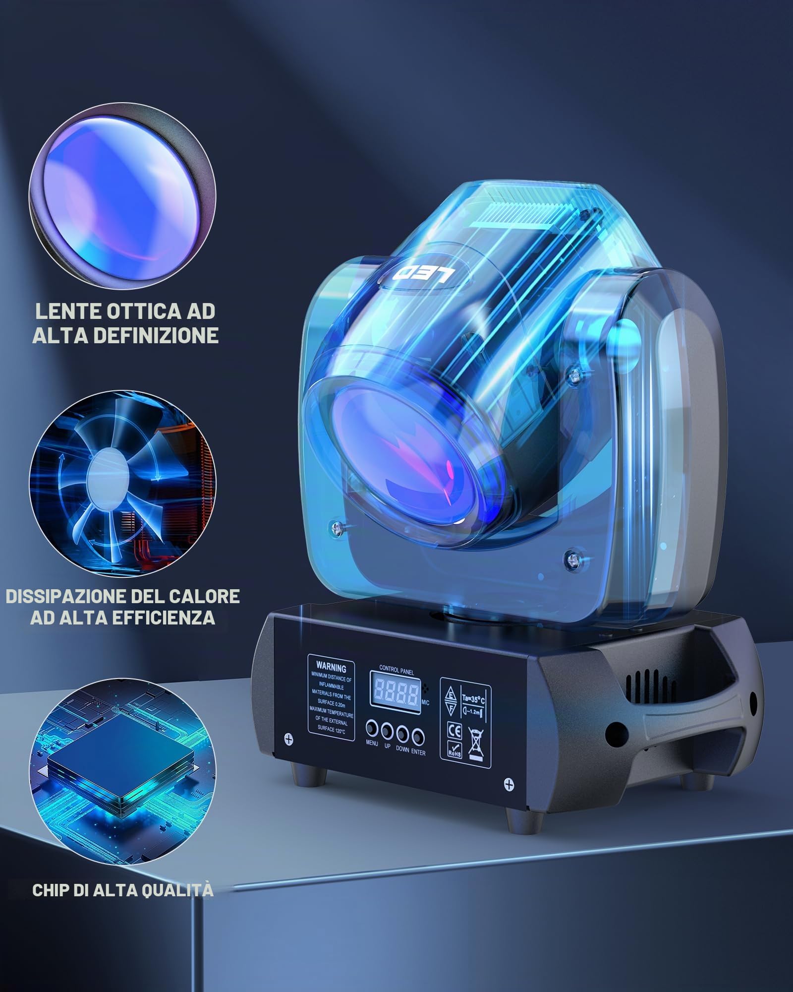 2 unità 100W Testa Mobile LED RGBW Teste Mobili luci dj Proiettori DJ a Luci da Serata Discoteca con Gobos Rotanti Prisma dal suono per feste di nozze, gruppi di chiesa, spettacoli, bar