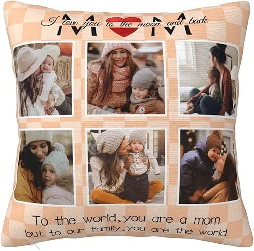 Regalos para mamá - Funda de almohada personalizada con fotos, funda de almohada personalizada con foto para mamá, funda de almohada personalizada