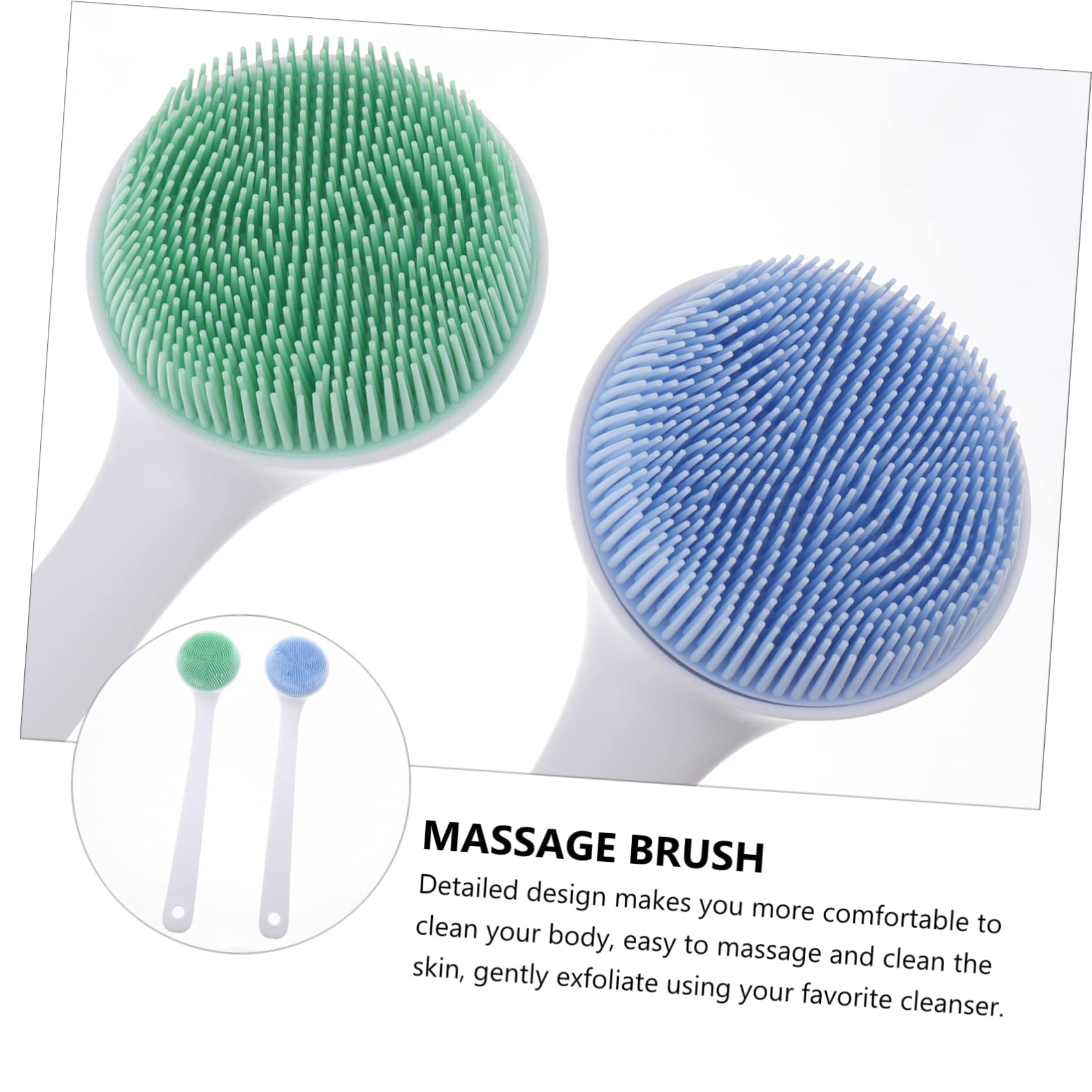 PLAFOPE Spazzola da Bagno in Silicone 2 Pezzi Manico per Pulizia Confortevole e Massaggio della Pelle Blu