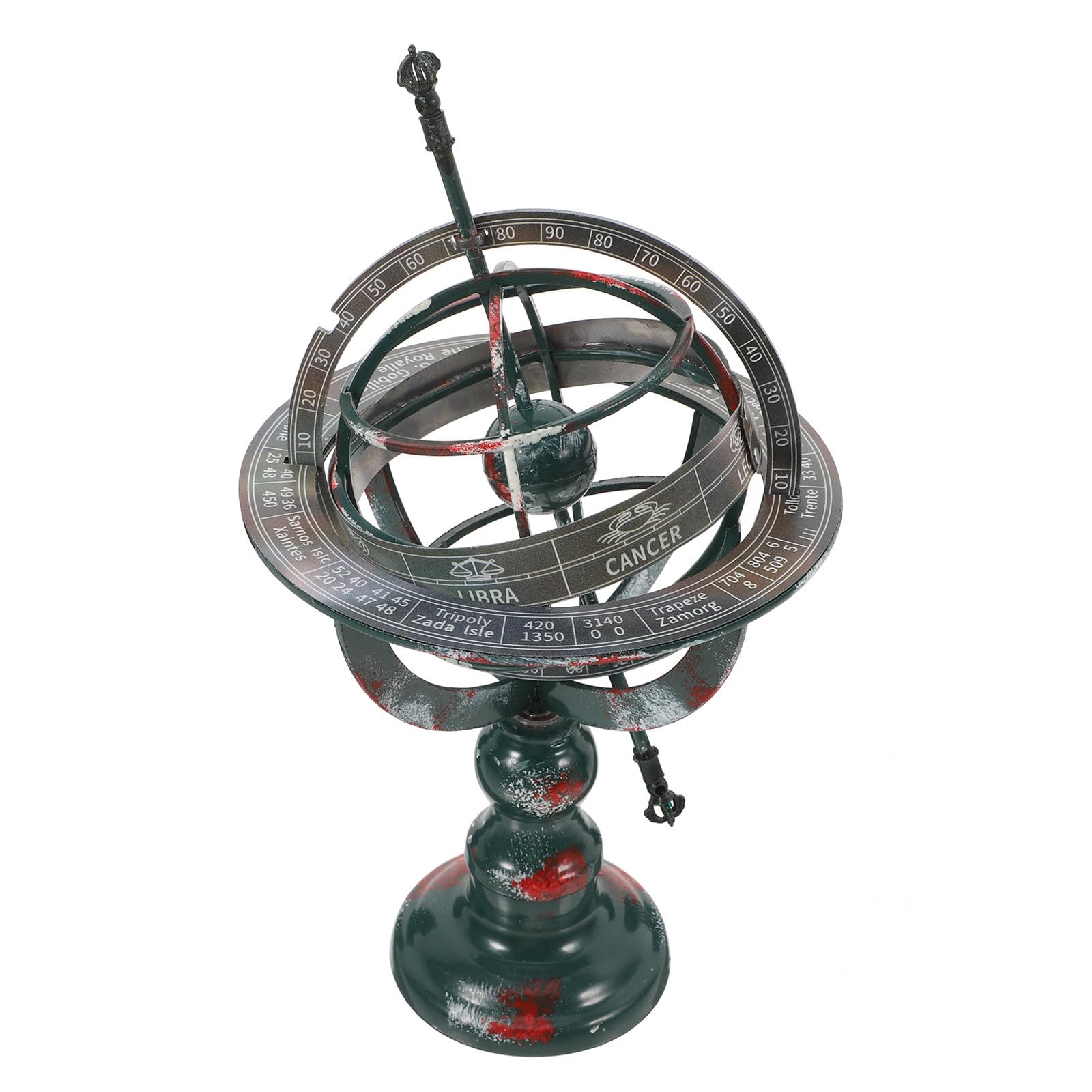 Mikikit Mappamondo Decorativo in Ferro Rotante da Tavolo, Oggetto Vintage Elegante e Artistico, come Ornamento per Ufficio o Casa