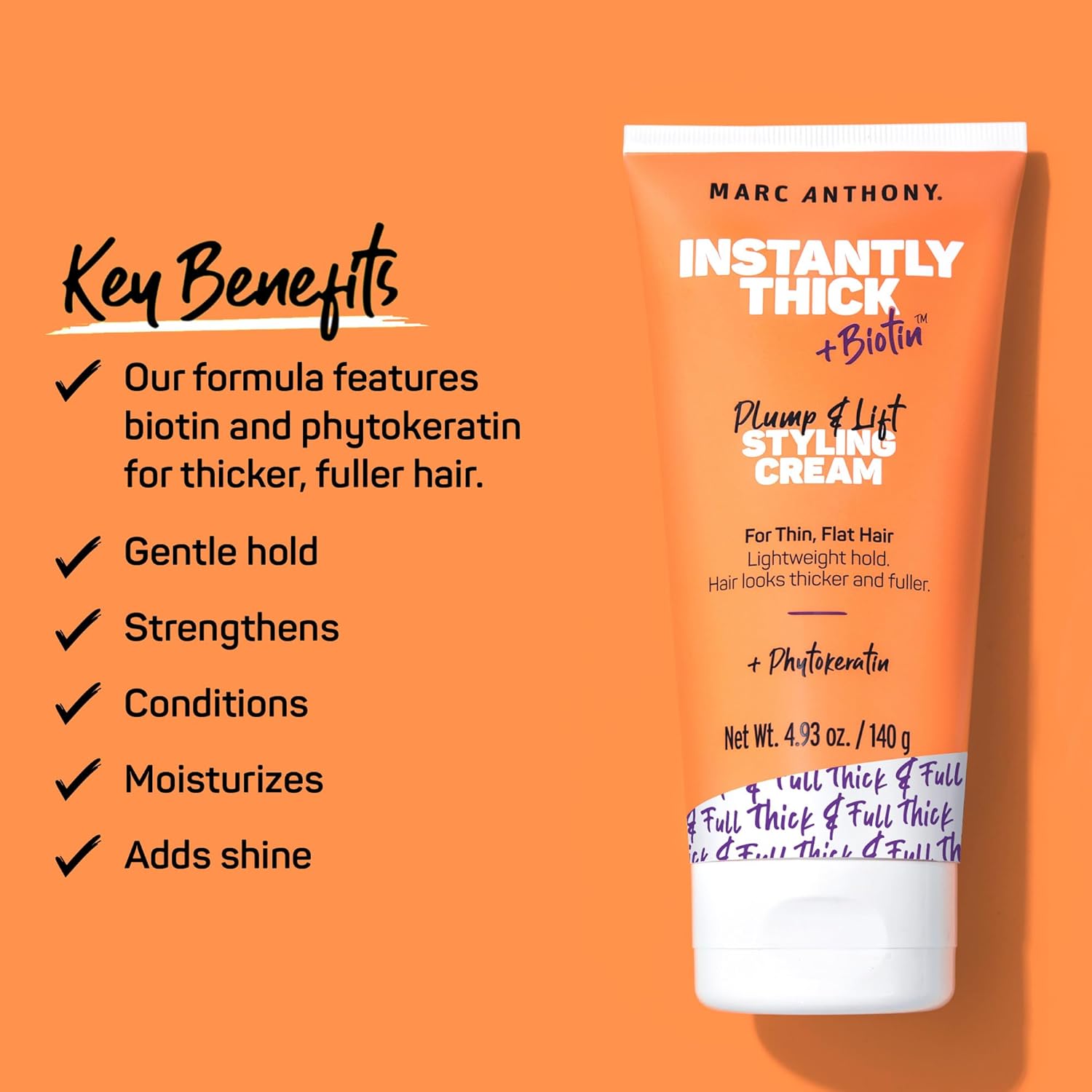 Marc Anthony Instantly Thick Styling Hair Cream (2-Pack) - Vitamin E & Biotin for Thicker, Fuller Hair with Lightweight Hold - Volumizing Product for Thin, Flat Hair