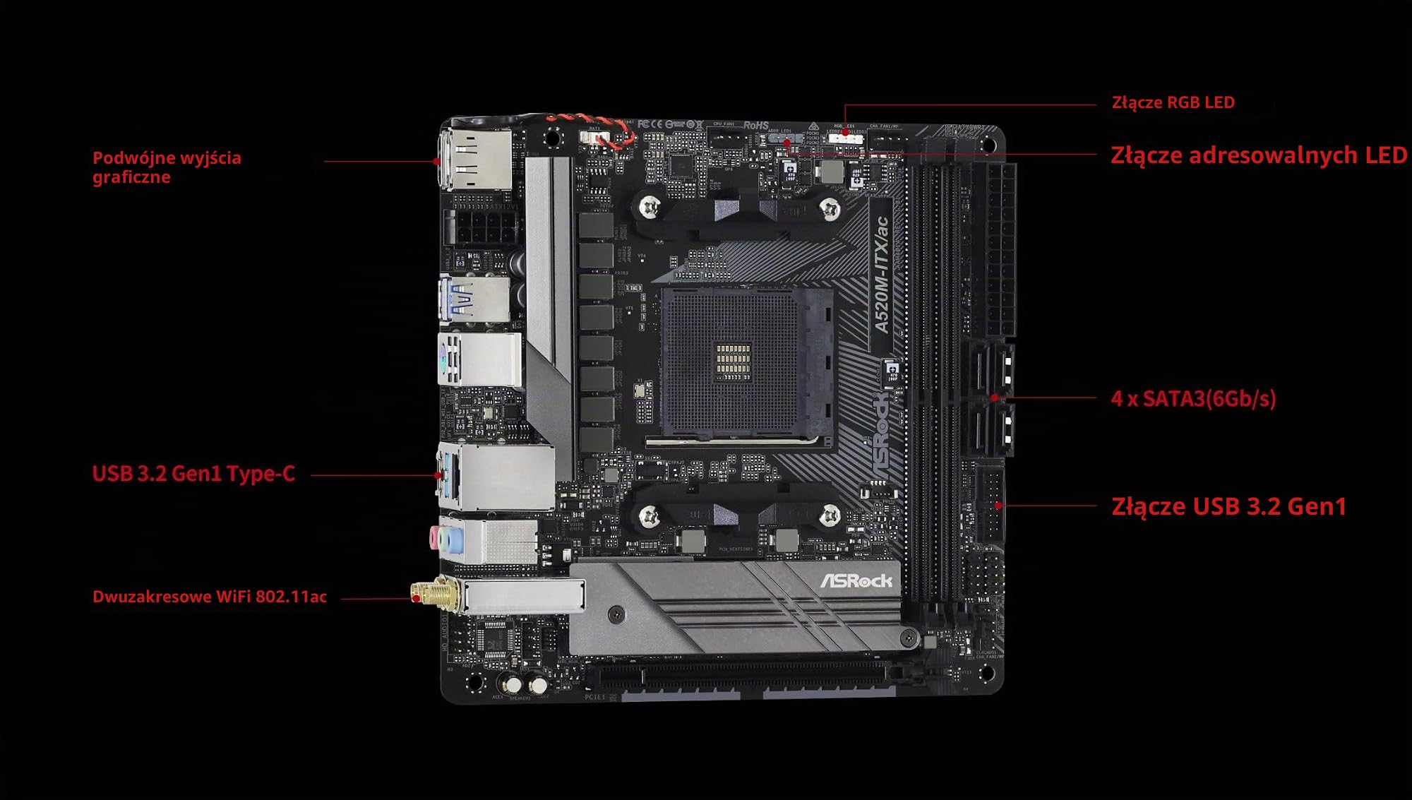 ASROCK A520M-ITX/AC (AM4) (D)