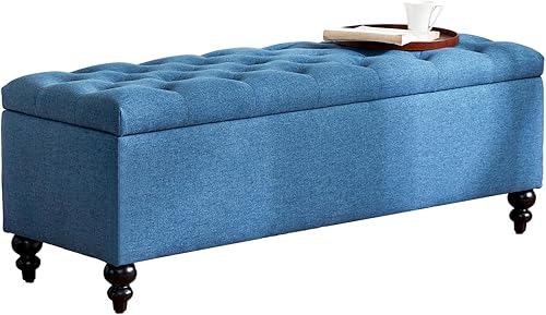Miniatura 1 de HUIMO Otomana con almacenamiento, banco otomano de almacenamiento de 51 pulgadas con botones, bisagra de seguridad para dormitorio en telas