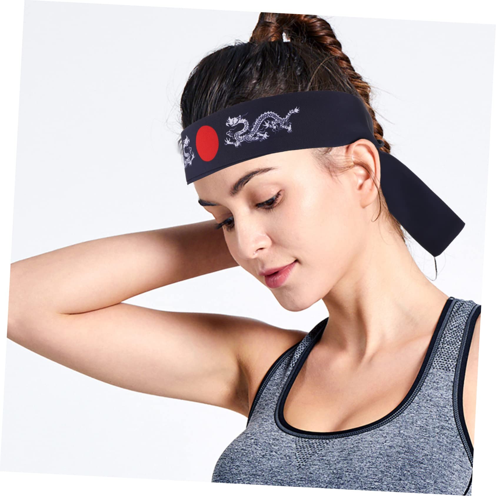 Didiseaon 10pezzi Fascia Giapponese Bushido Bandana Sportiva Per Allenamento Yoga Corsa e Karate Facile Da Indossare Adatta Diverse Forme Di Testa Con Design Drago