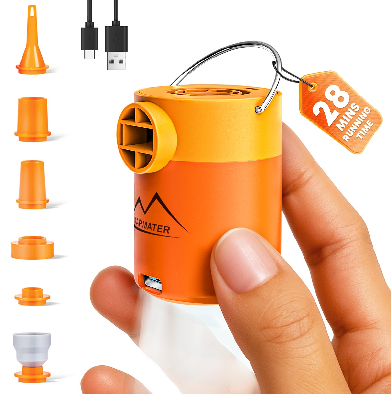 Portable Pool Inflatable Air Pump - 5kPa Upgrade Electric Camping Travel Vacuum Mini Inflator Pump for Inflatables - Battery Mattress Bed Small Float