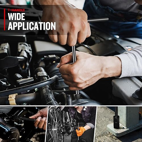 Miniatura 7 de Juego de llaves con mango en T, juego de llaves en T de acero Cr-V, tamaño métrico de 0.236 a 0.555 pulgadas, enchufe de herramienta de llave con