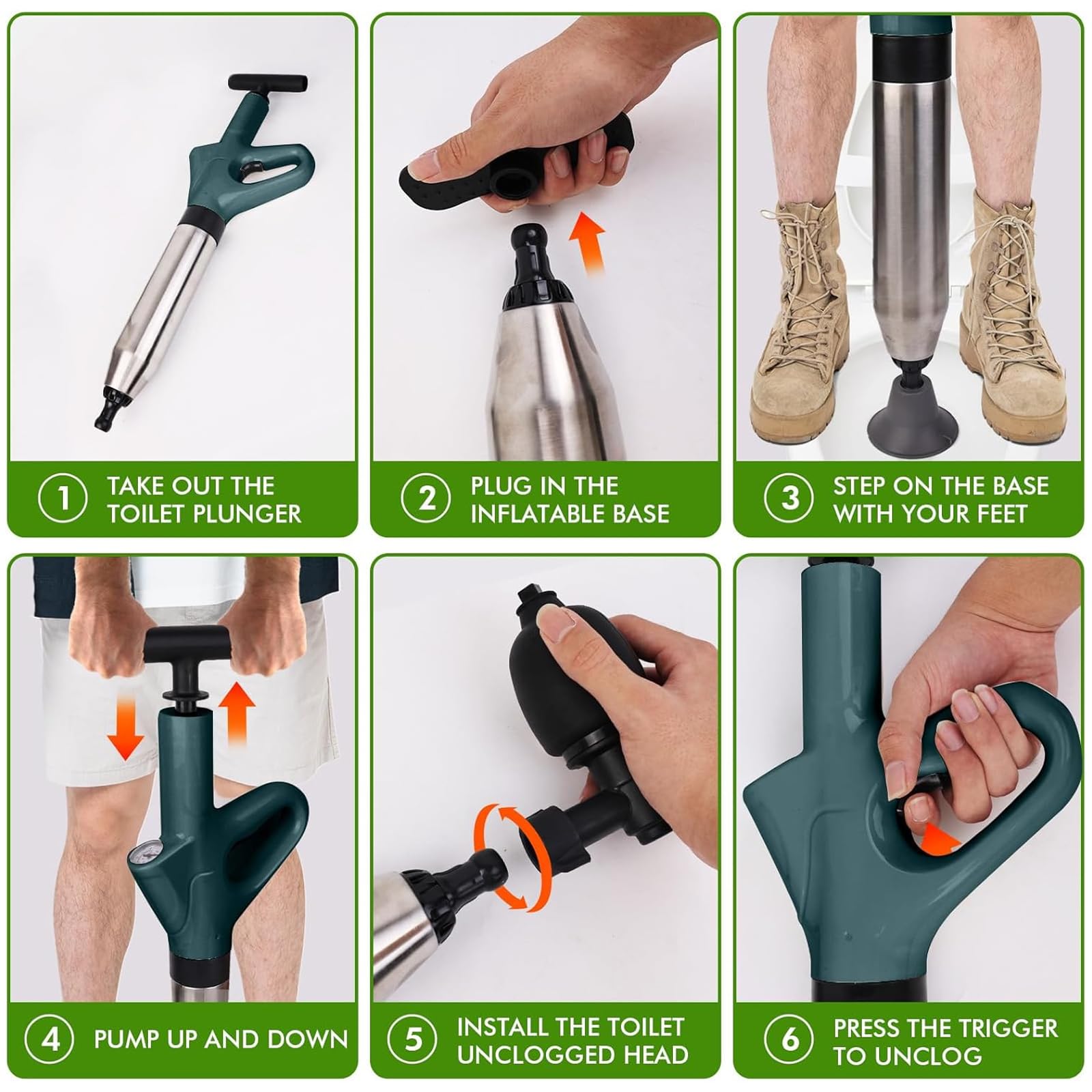 Limpiador de tuberías de presión de aire, 8 KPa, 3 cabezales para lavabo, mantenimiento de desagües de ducha, eliminador de obstrucciones para lavabos