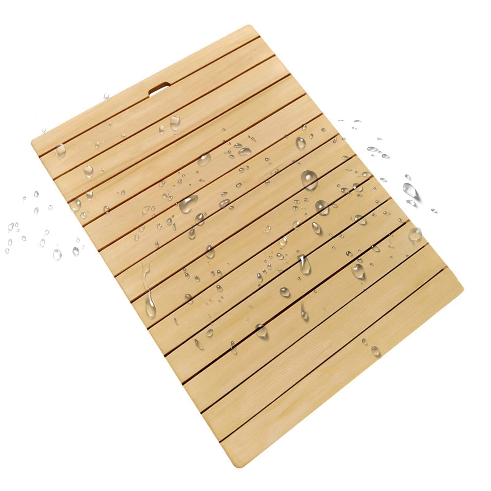 QIYFOZ Customizable Non-Slip Wooden Bath Mat - Anti-Crack, Temperature-Controlled Drain Board for Safe, Comfortable Bathroom & Kitchen Use - Eco-Friendly, Durable Design.