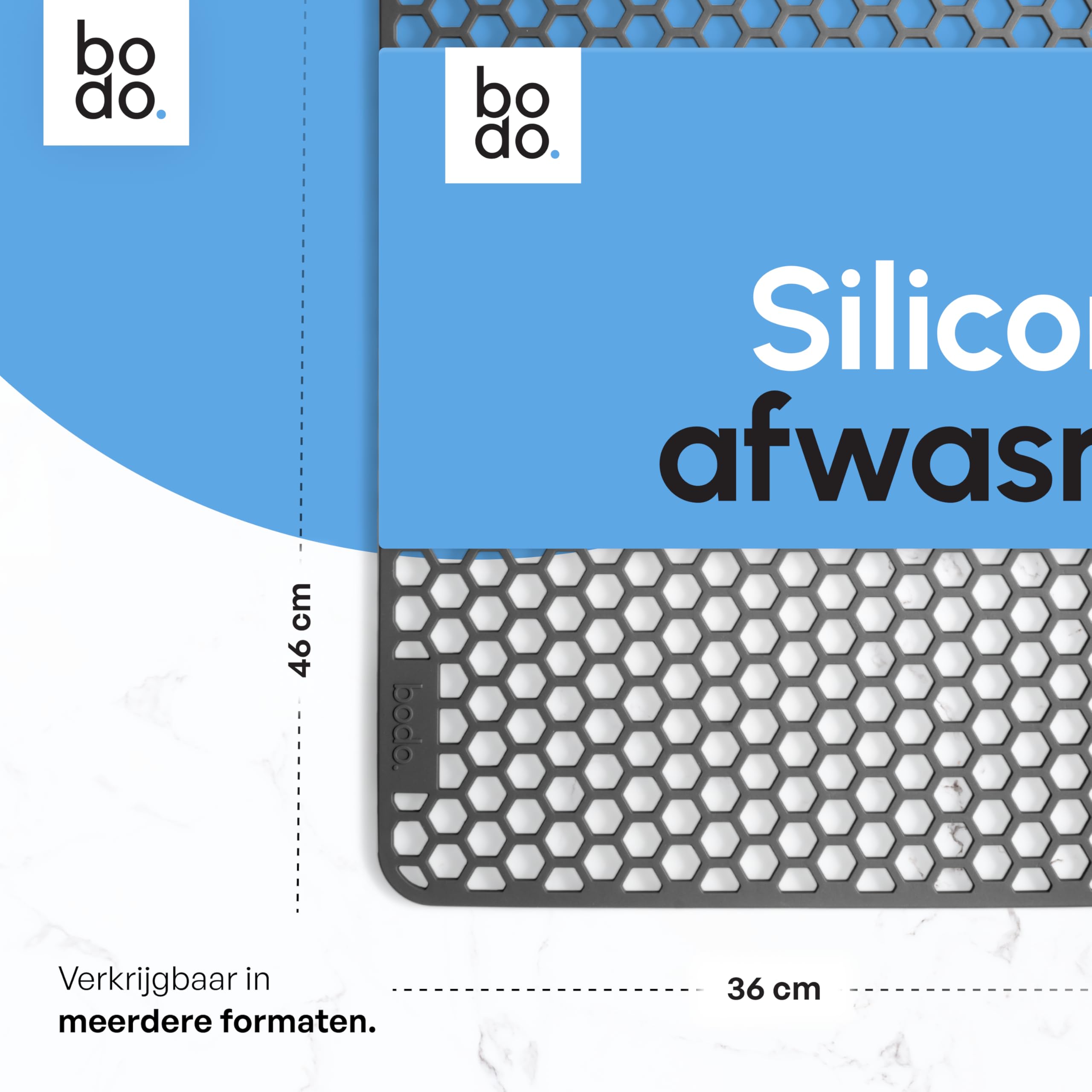 Bodo® Waschbeckenmatte - Rechteckig - Grau - 36 x 46 cm - Für 40 x 50 cm Waschbecken (Grau, 36x46cm)