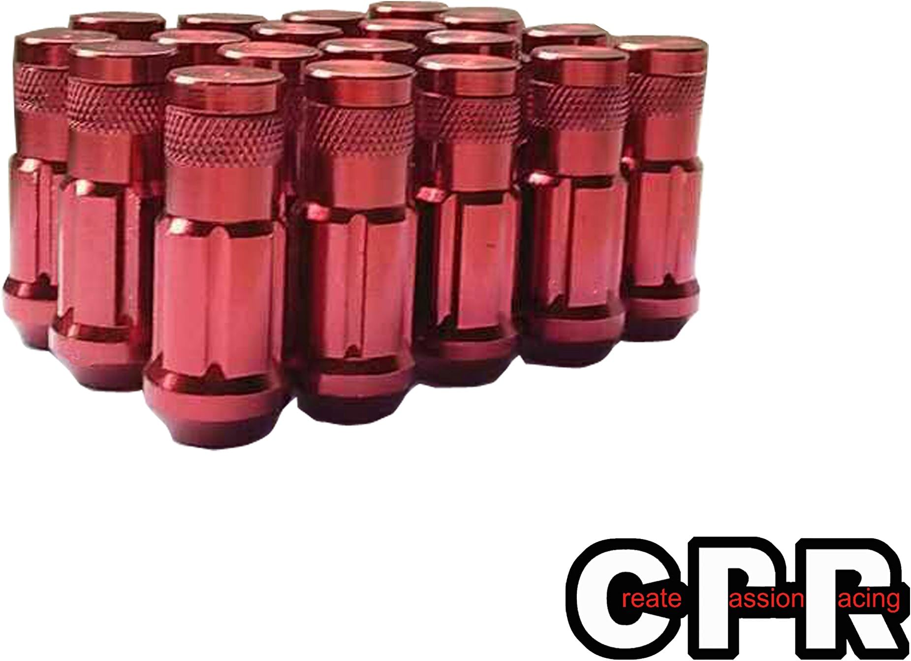 CPR Open End Steel Spline Wheel Lug Nuts 20Pcs With Key M12X1.5 Red