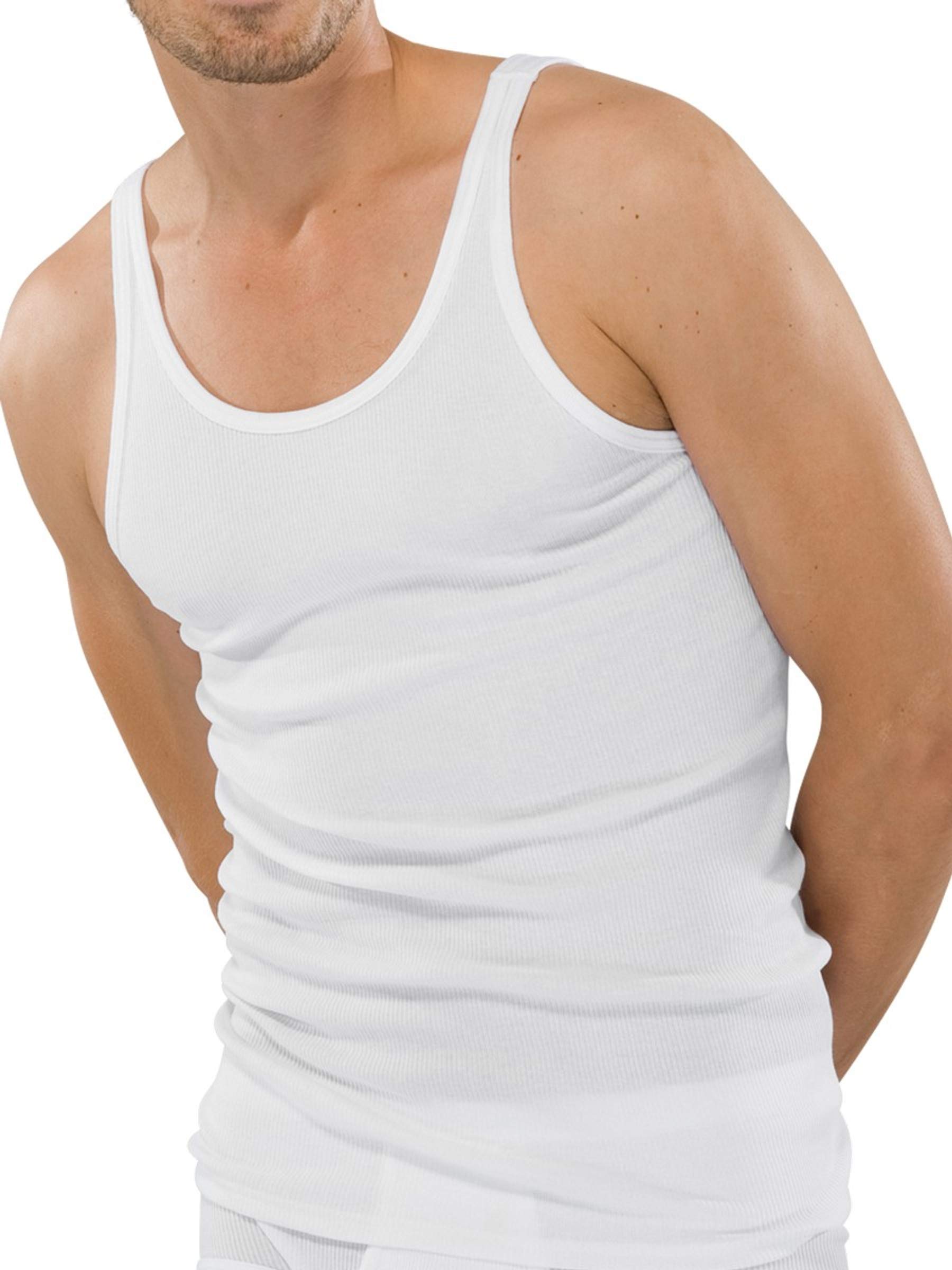 Schiesser Men's Sleeveless Undershirt - Original Double Rib, White (100-weiss), 5XL