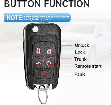 Flip Keyless Entry Key Fob Replacement Fits for Chevy Equinox Camaro 2010-2019 Malibu 2014-2016 Impala 2014-2019 Sonic 2012-2017 Cruze 2011-2016 GMC Terrain 2010-2019 Car Remote OHT01060512 315 Mhz