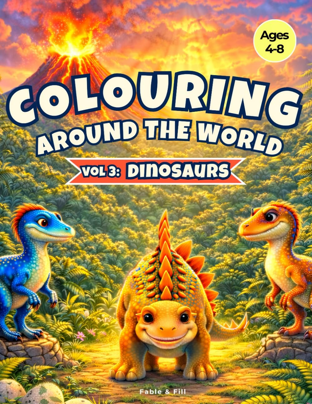 Colouring Around the World vol 3: Dinosaurs: A fun & Educational Kids' Colouring book featuring 50+ illustrations of Dinosaurs from Every Prehistoric Continent with Fascinating Facts