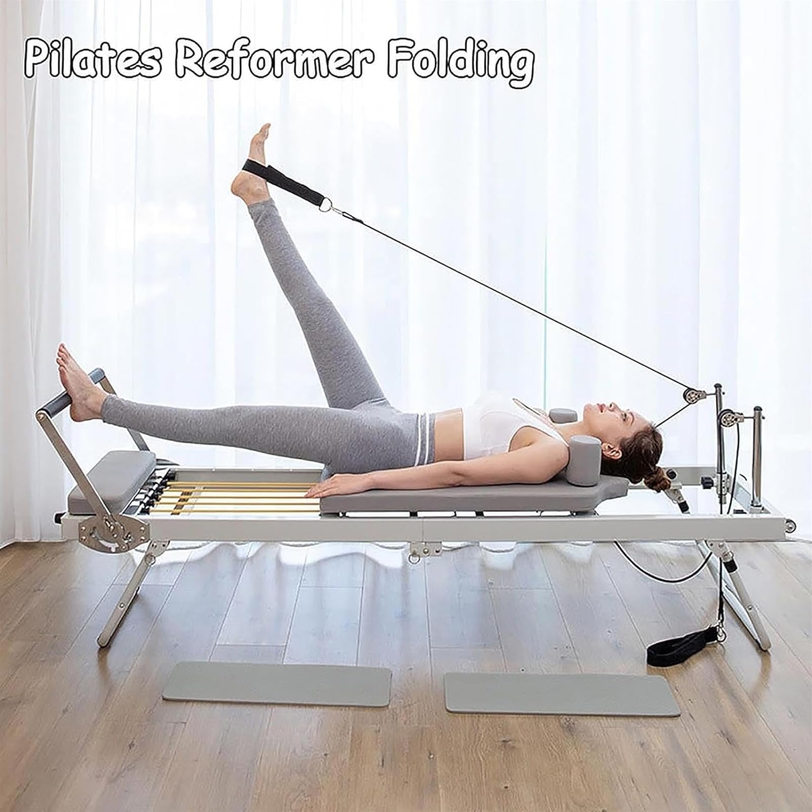 Máquina Reformadora De Pilates Plegable, Sistema De Entrenamiento En Casa De Pilates, Reboteador De Fitness Cardiovascular, Cama Plegable De Intensidad Ajustable para Entrenamiento De Fuerza