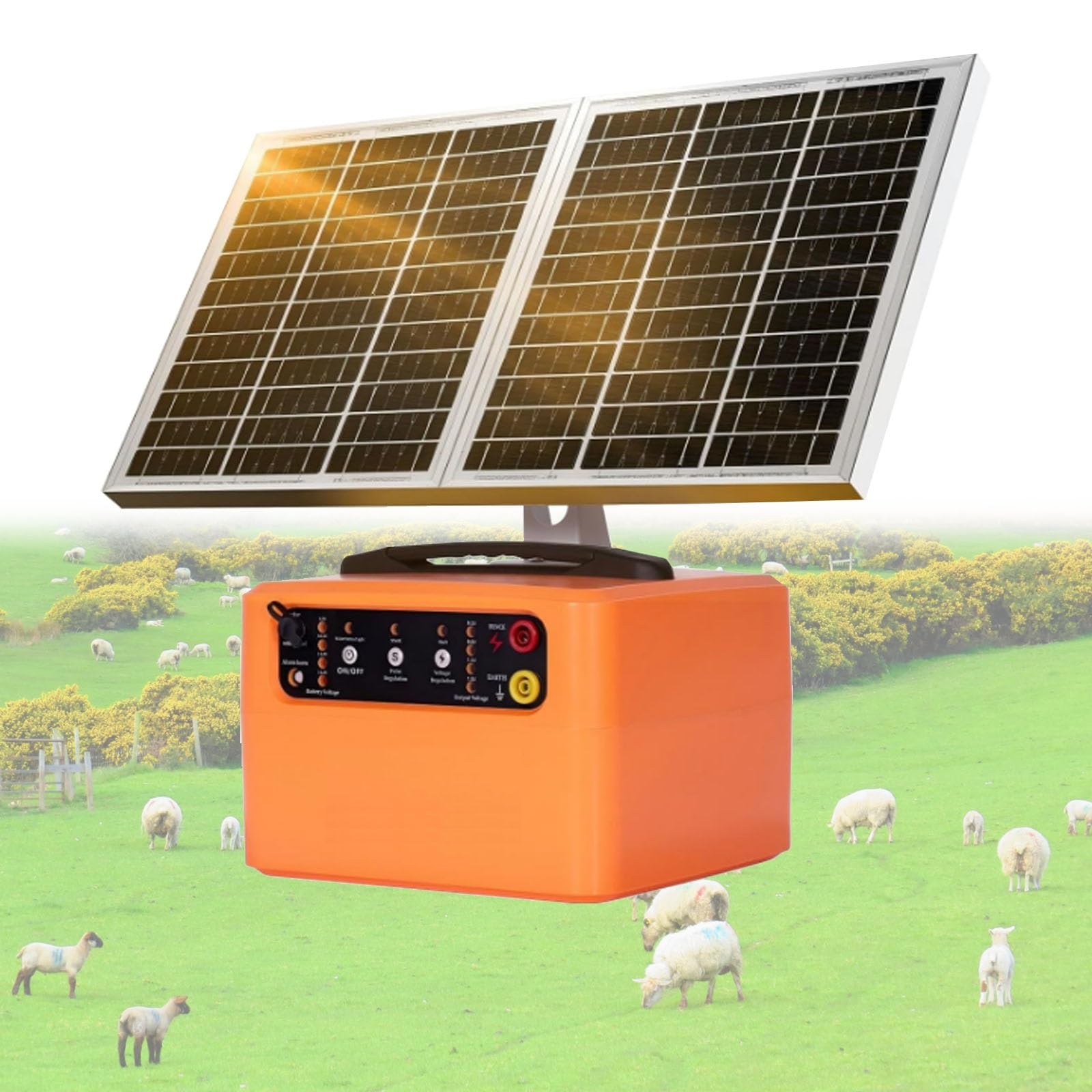 Elettrificatore solare da 48 km for recinto elettrico, potenza 0,3 J–1,5 J e tensione 6 KV–12 KV Caricabatterie efficiente regolabile for la protezione sostenibile degli animali fattoria