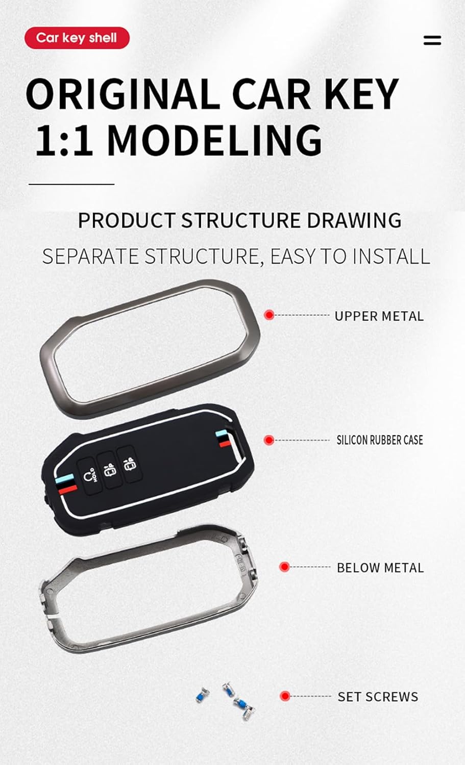 SANRILY Luminous 7 Button Key Fob Cover Fit for Kia EV6 GT K5 Sorento 2023 2022 Carnival Seven MQ4 Sportage NIRO Key Keyless Full Protection Key Case with Short Keychain Silver