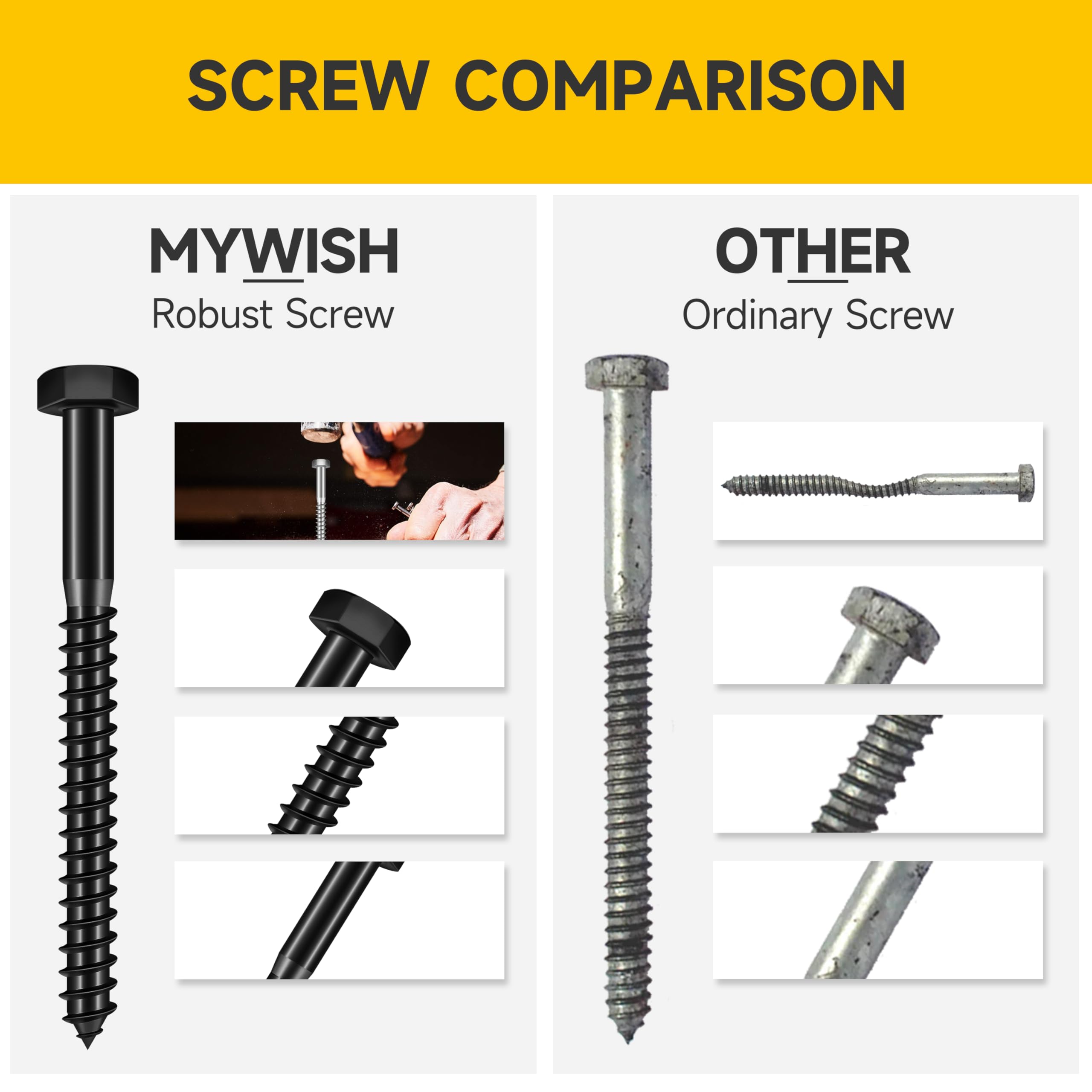 Stainless Steel Lag Screws - 25 Sets 1/2" x 3" -4